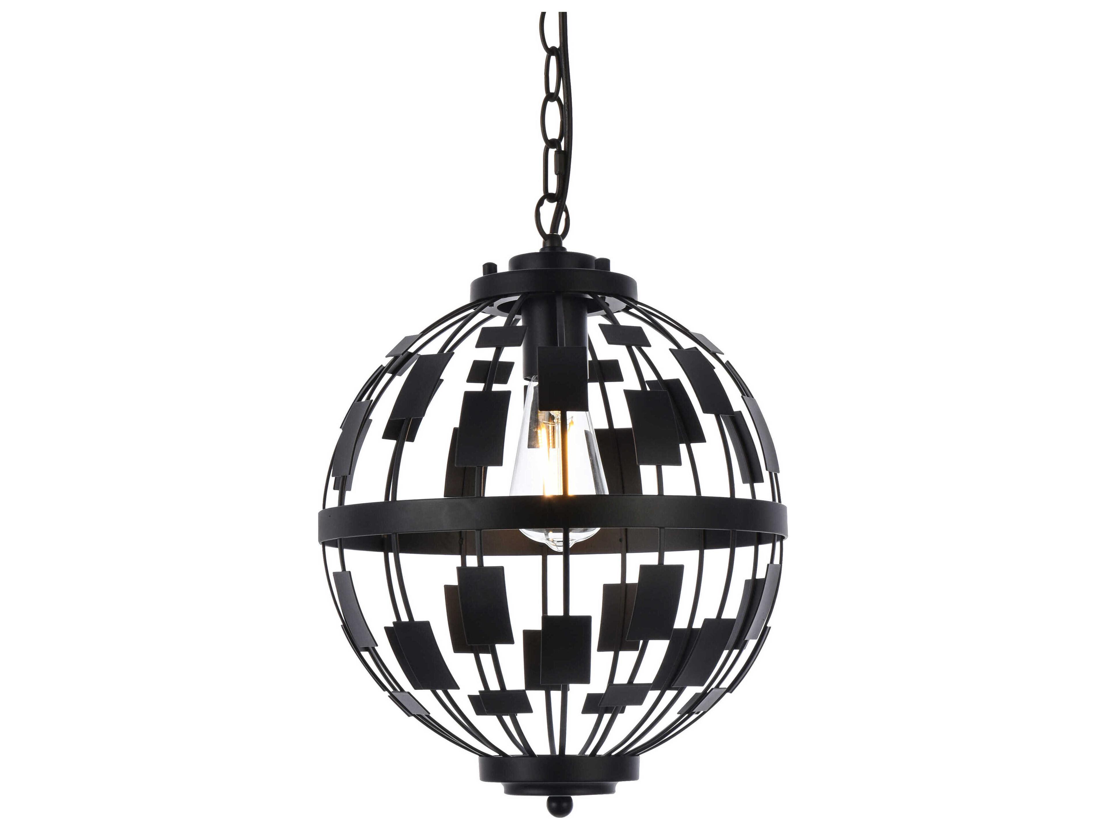 Elegant Lighting Levante 1-Light Black Globe Mini Pendant