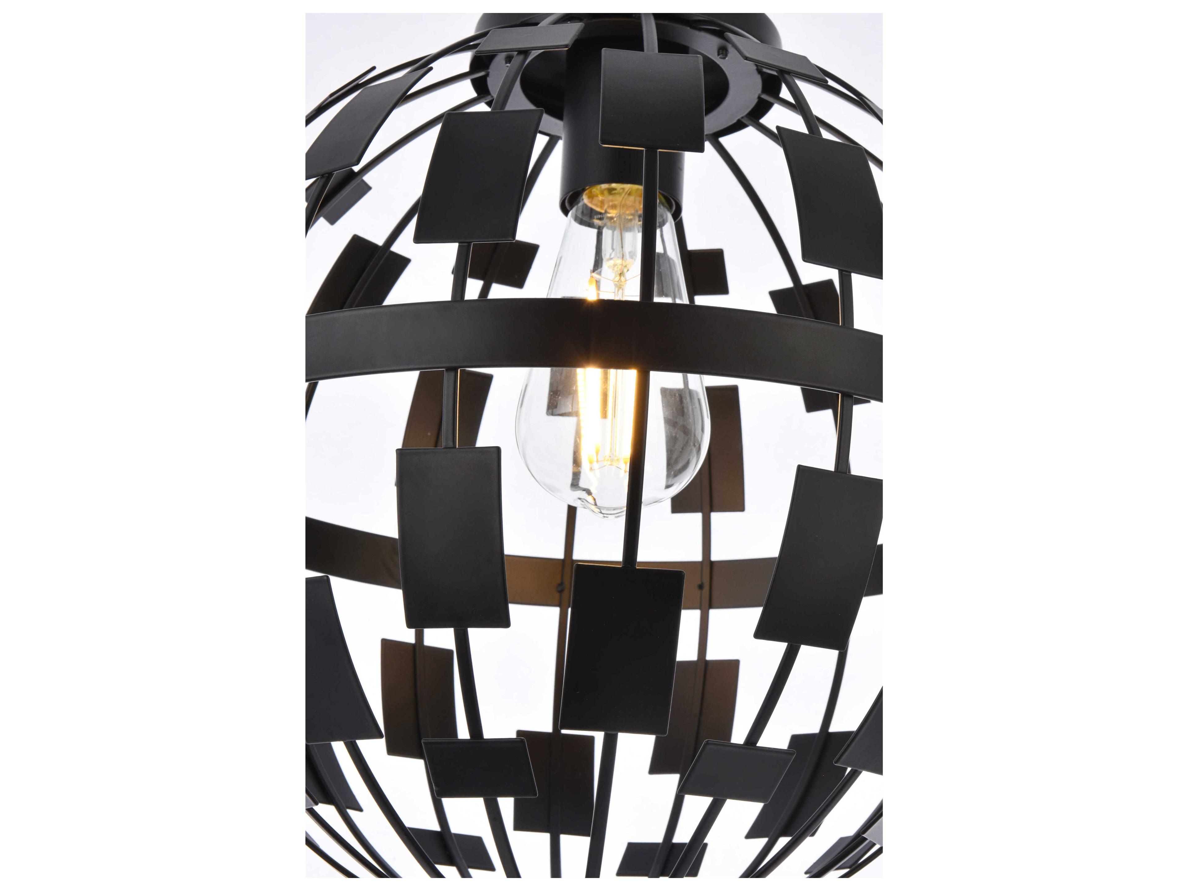 Elegant Lighting Levante 1-Light Black Globe Mini Pendant