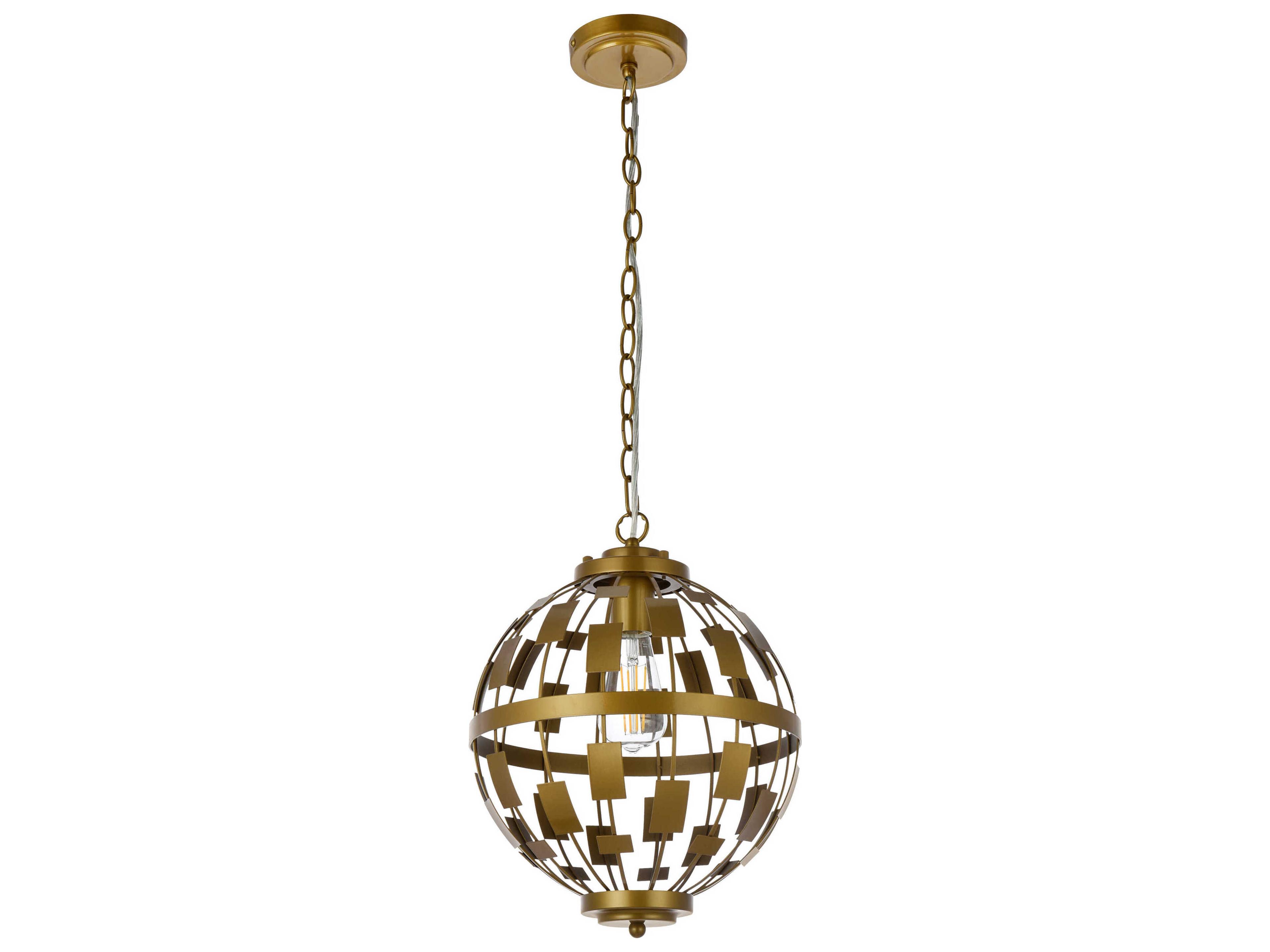 Elegant Lighting Levante 1-Light Brass Globe Mini Pendant