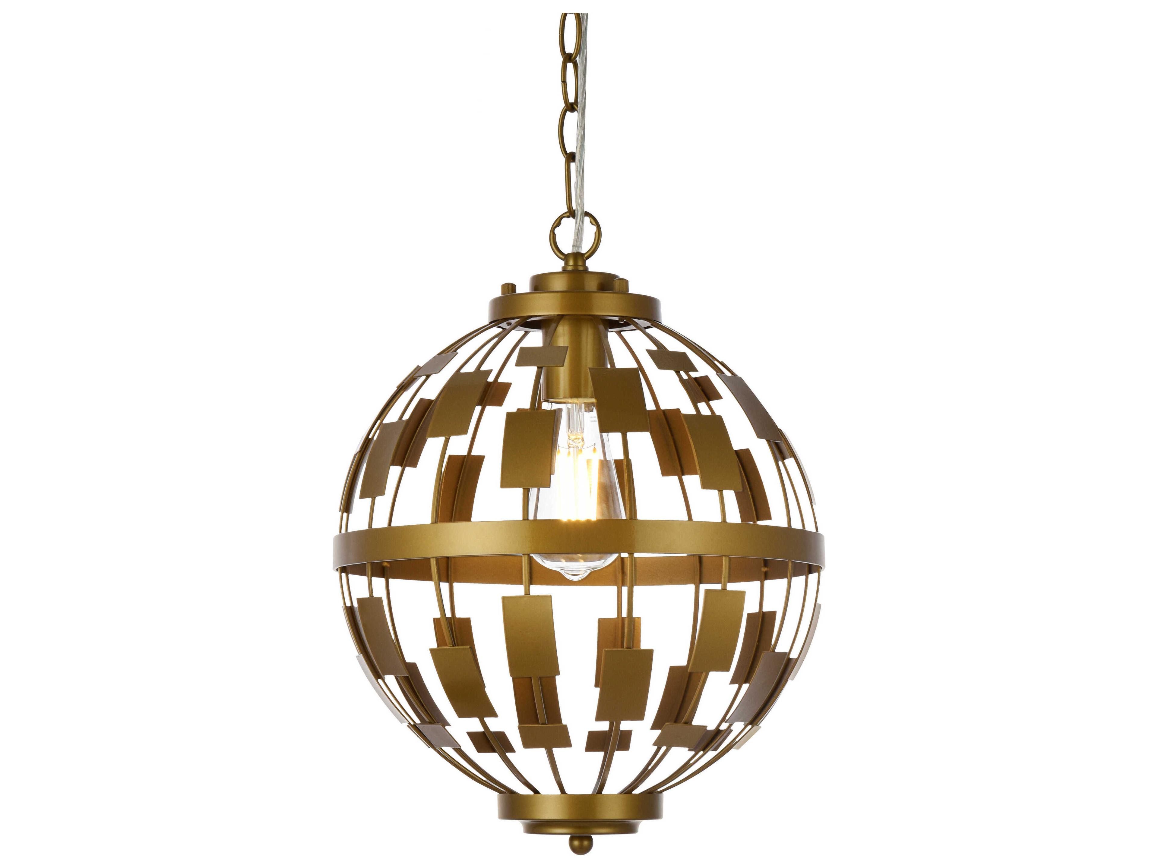 Elegant Lighting Levante 1-Light Brass Globe Mini Pendant