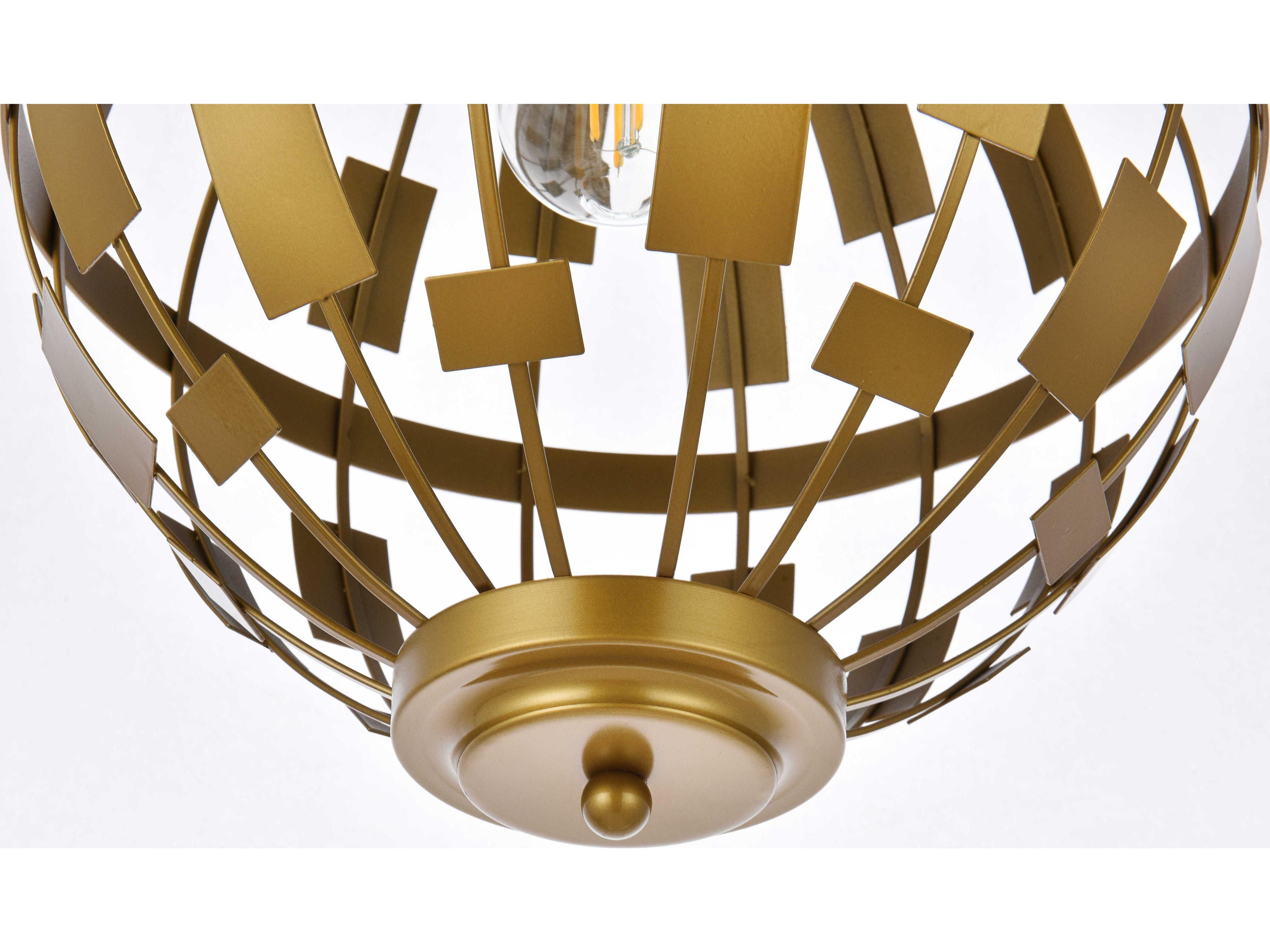 Elegant Lighting Levante 1-Light Brass Globe Mini Pendant