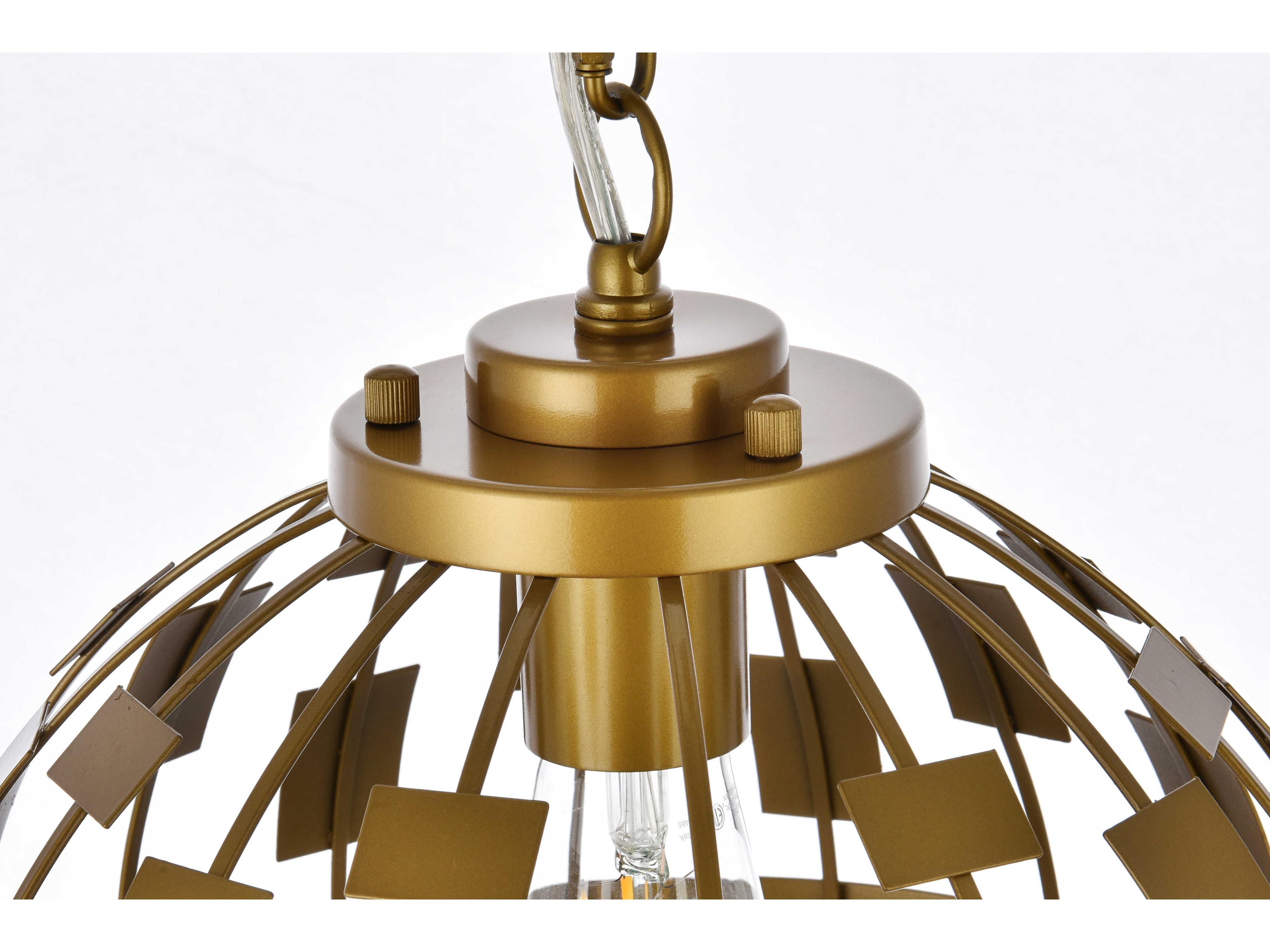 Elegant Lighting Levante 1-Light Brass Globe Mini Pendant