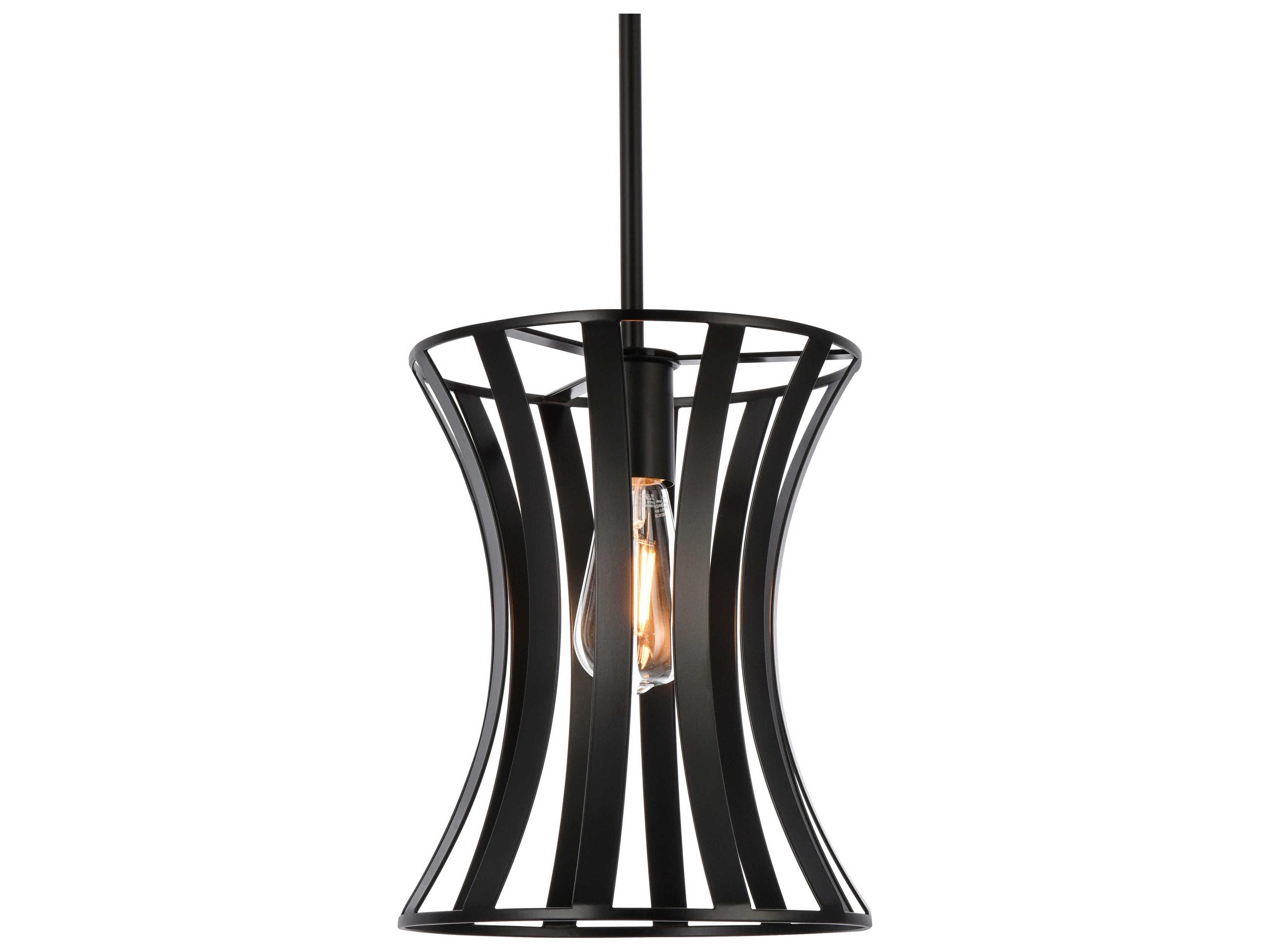 Elegant Lighting Lily 1-Light Black Mini Pendant