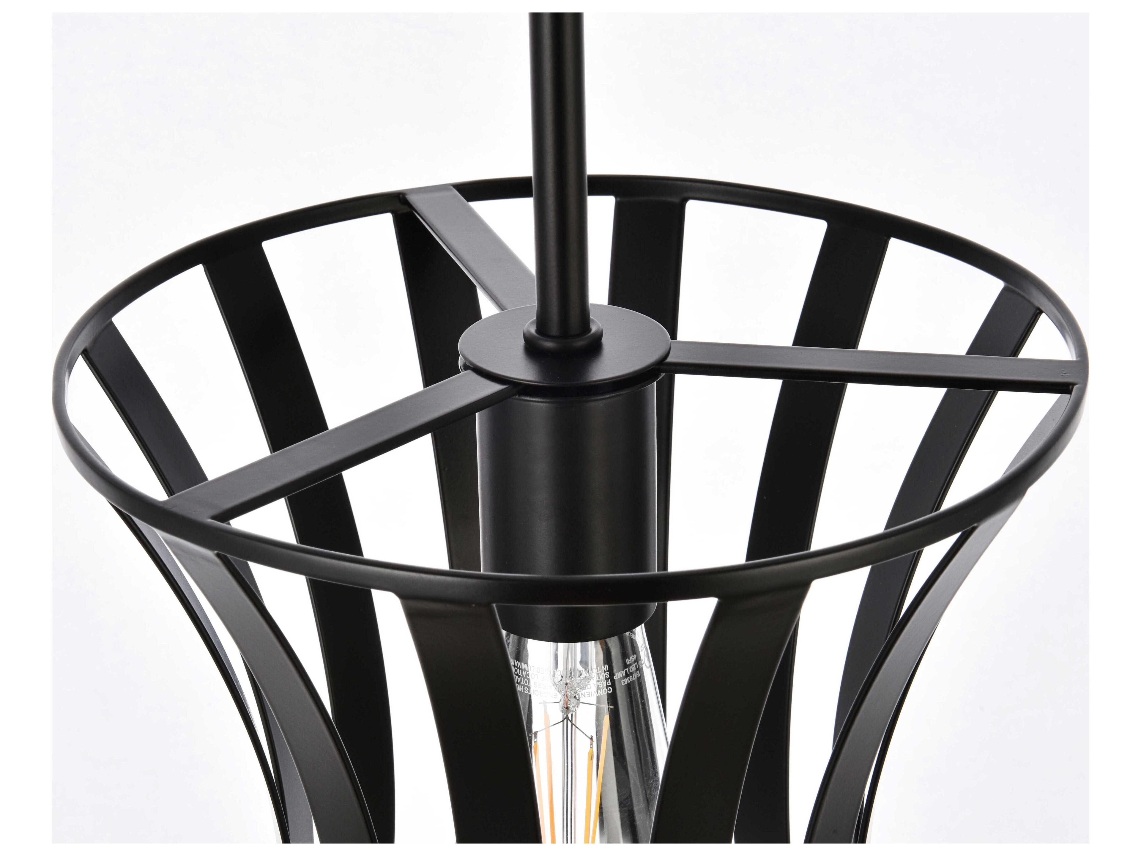 Elegant Lighting Lily 1-Light Black Mini Pendant