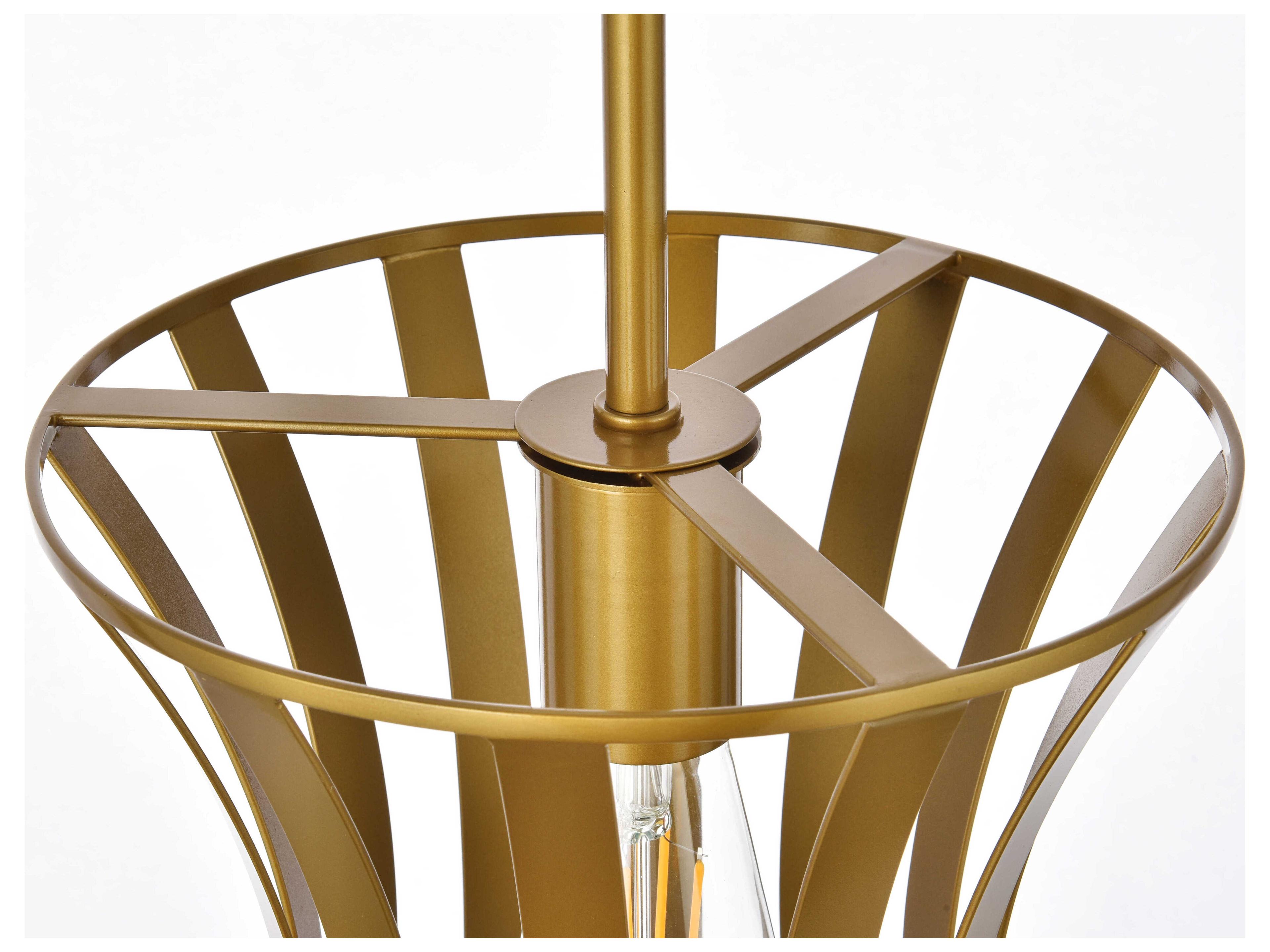 Elegant Lighting Lily 1-Light Brass Mini Pendant