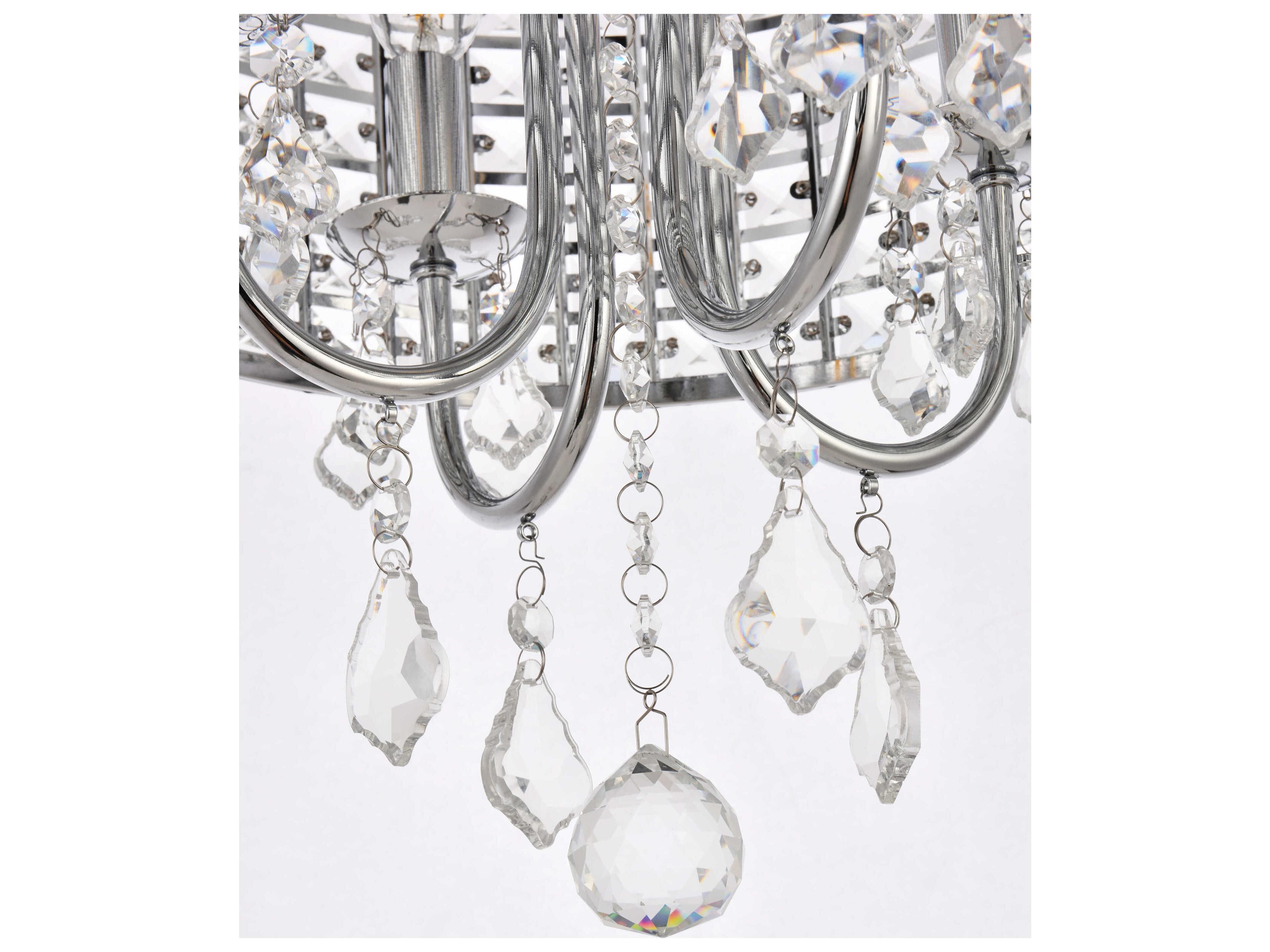 Elegant Lighting Elise 4-Light Chrome Crystal Drum Semi Flush Mount