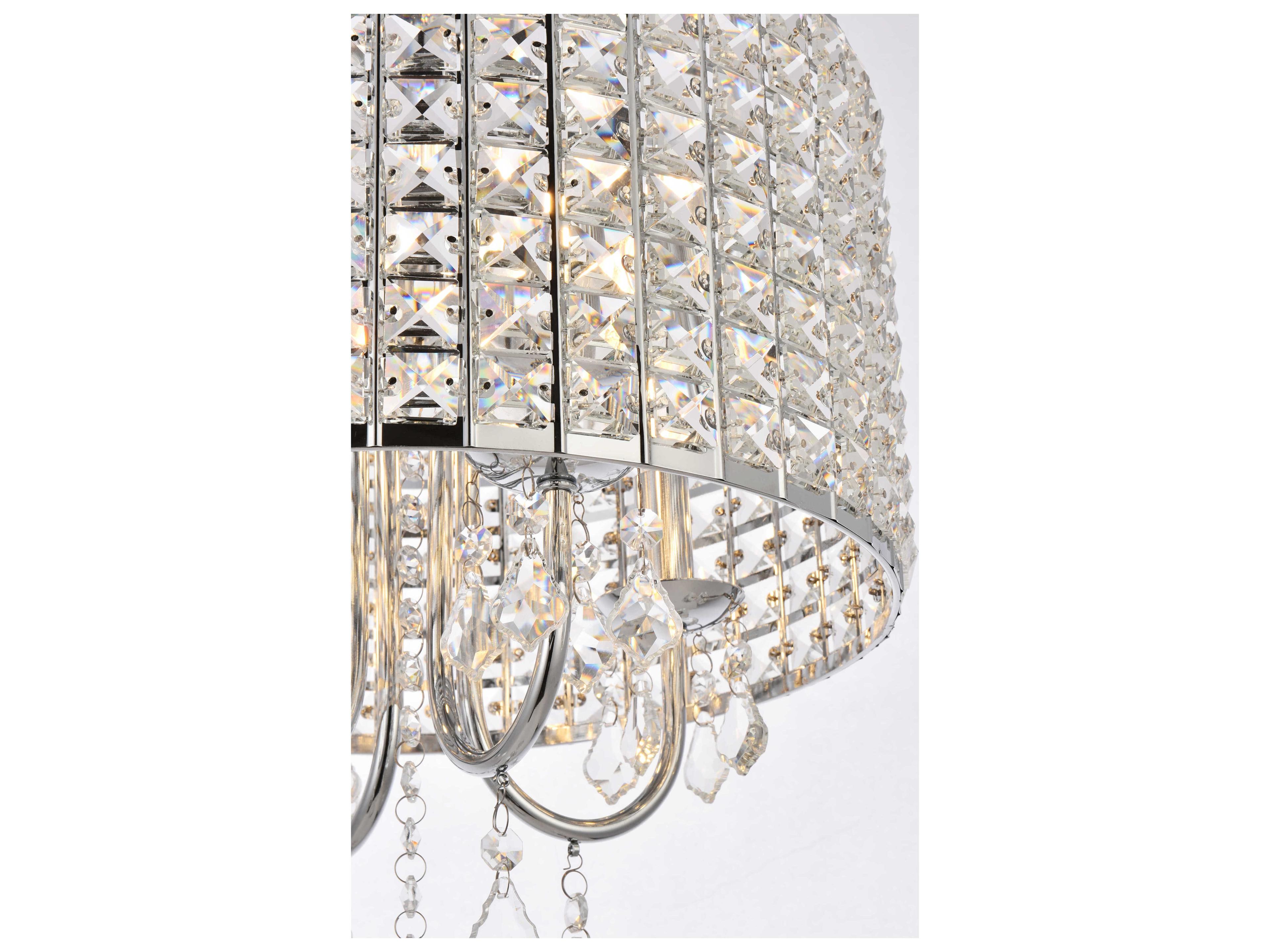 Elegant Lighting Elise 4-Light Chrome Crystal Drum Semi Flush Mount