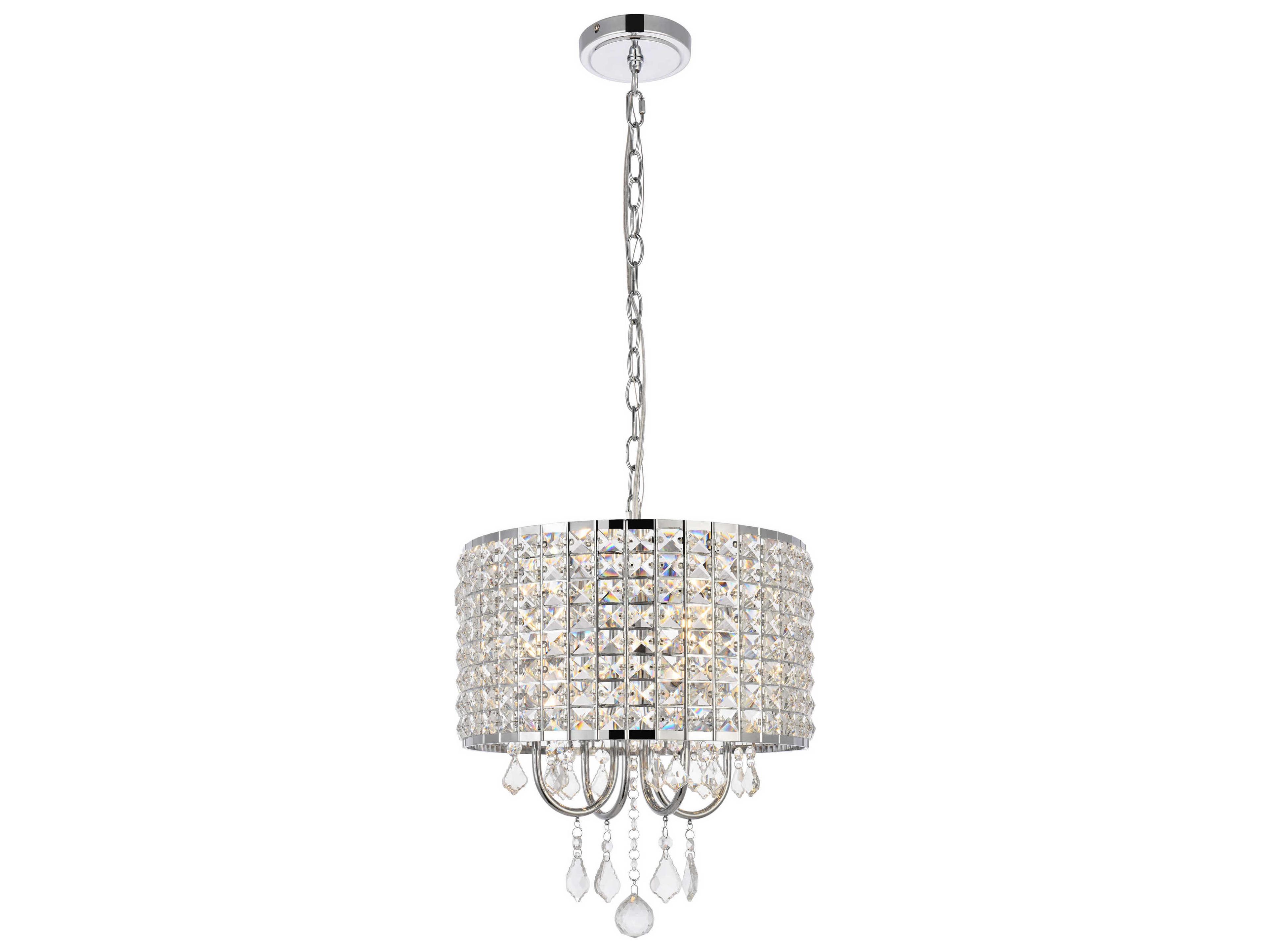 Elise 4-Light Chrome Crystal Drum Chandelier