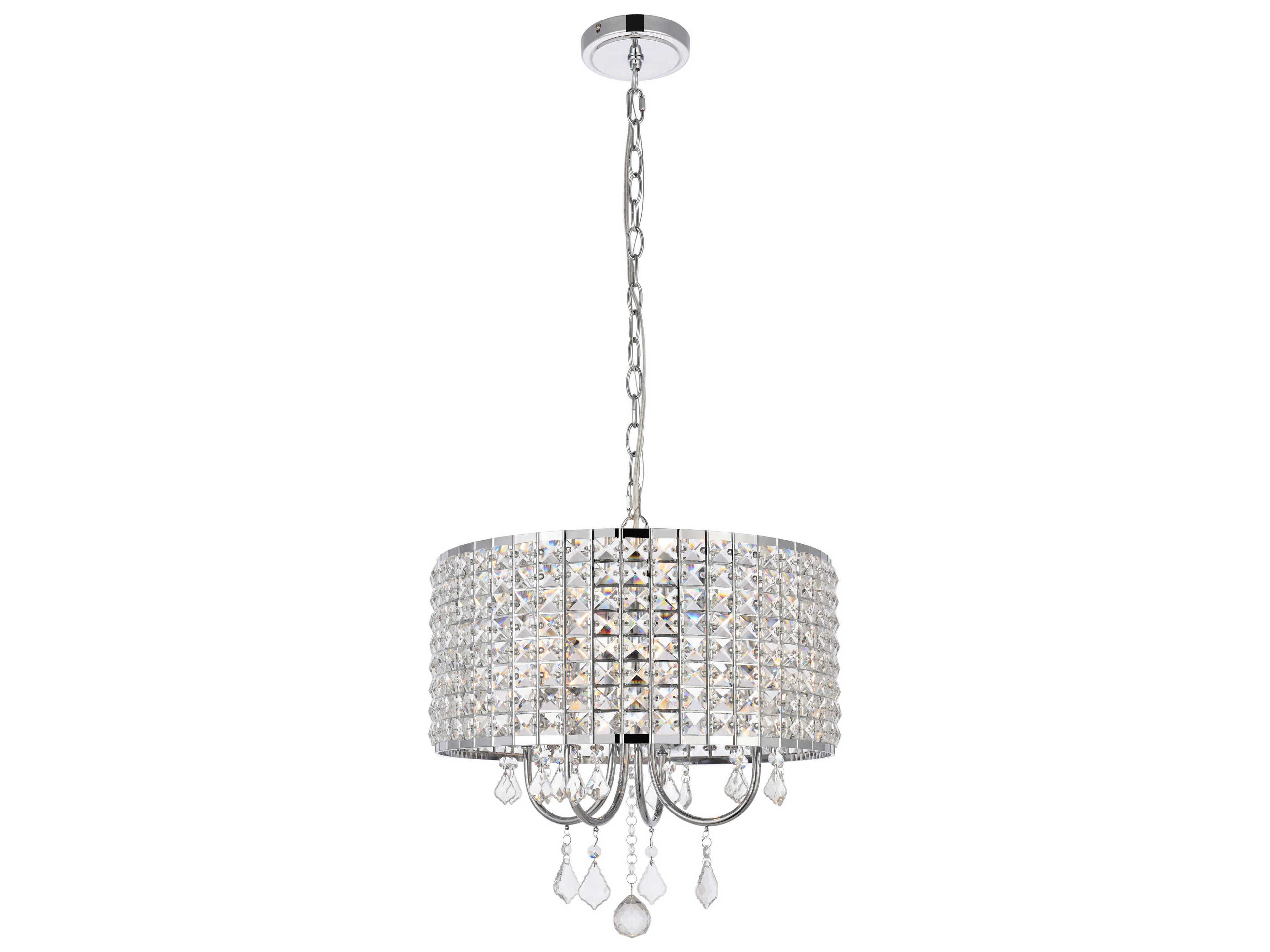 Elise 4-Light Chrome Crystal Drum Chandelier
