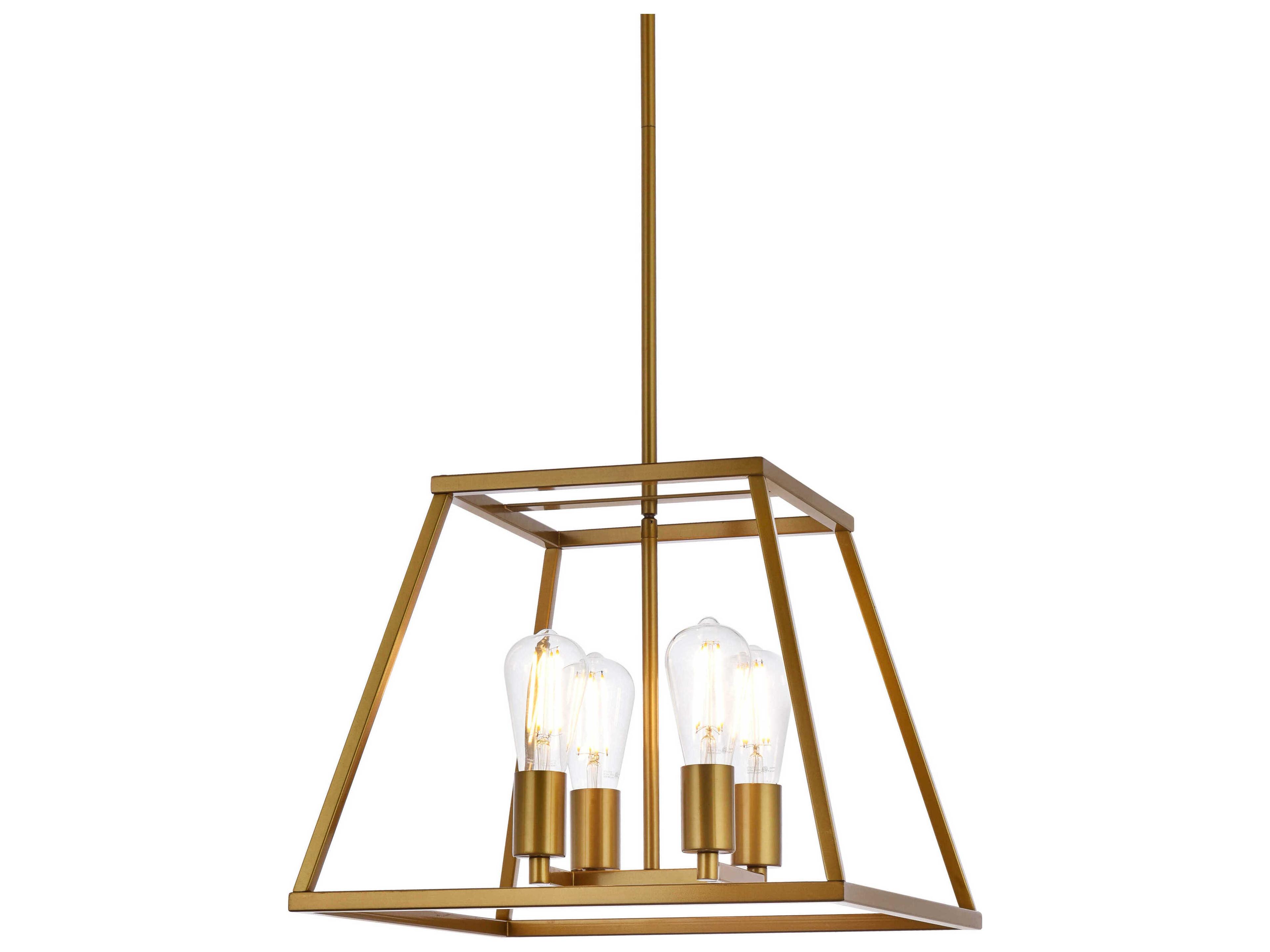 Elegant Lighting Declan 4-Light Brass Geometric Pendant