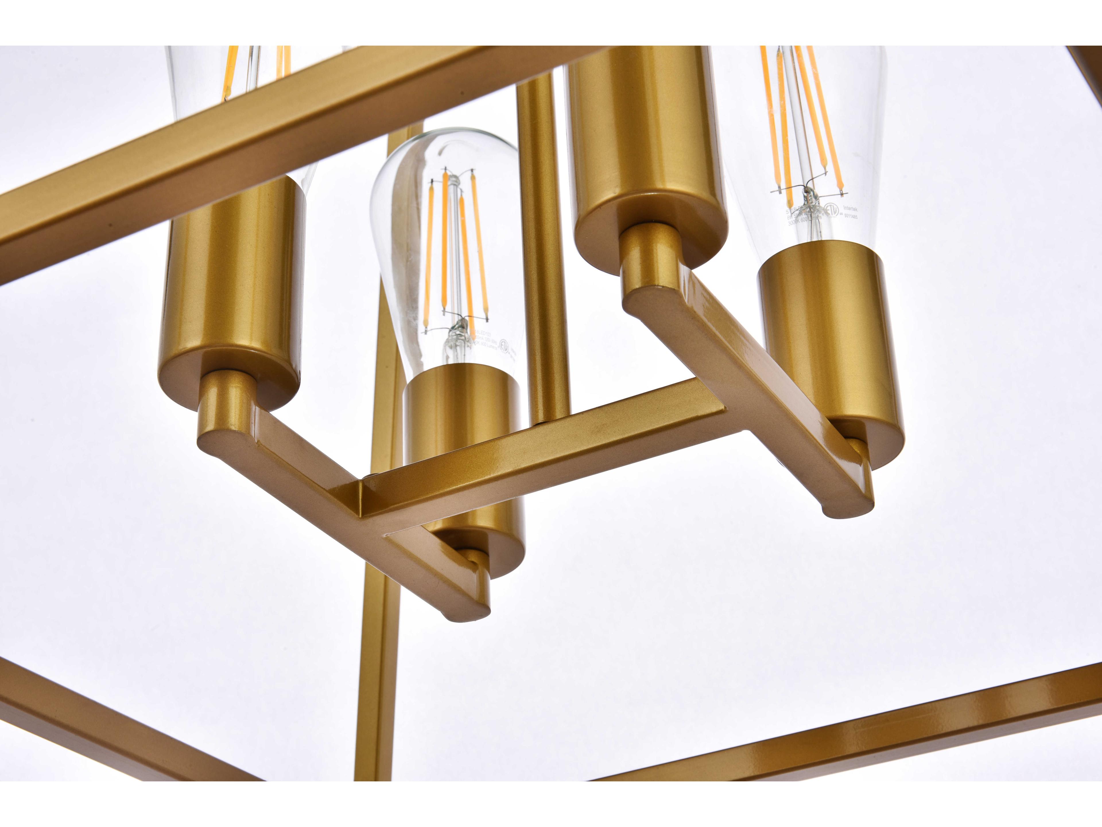 Elegant Lighting Declan 4-Light Brass Geometric Pendant