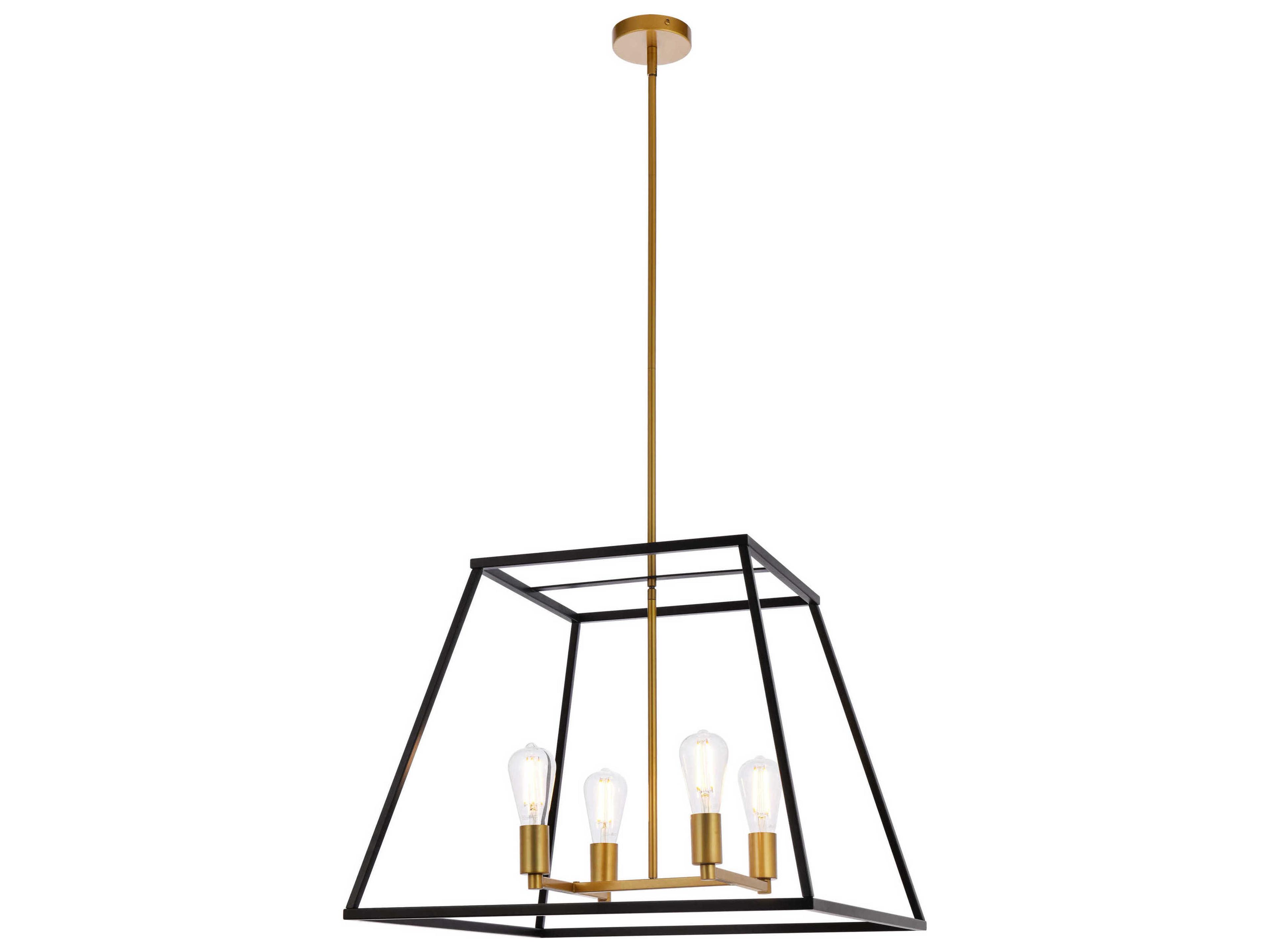 Declan 4-Light Black And Brass Geometric Pendant