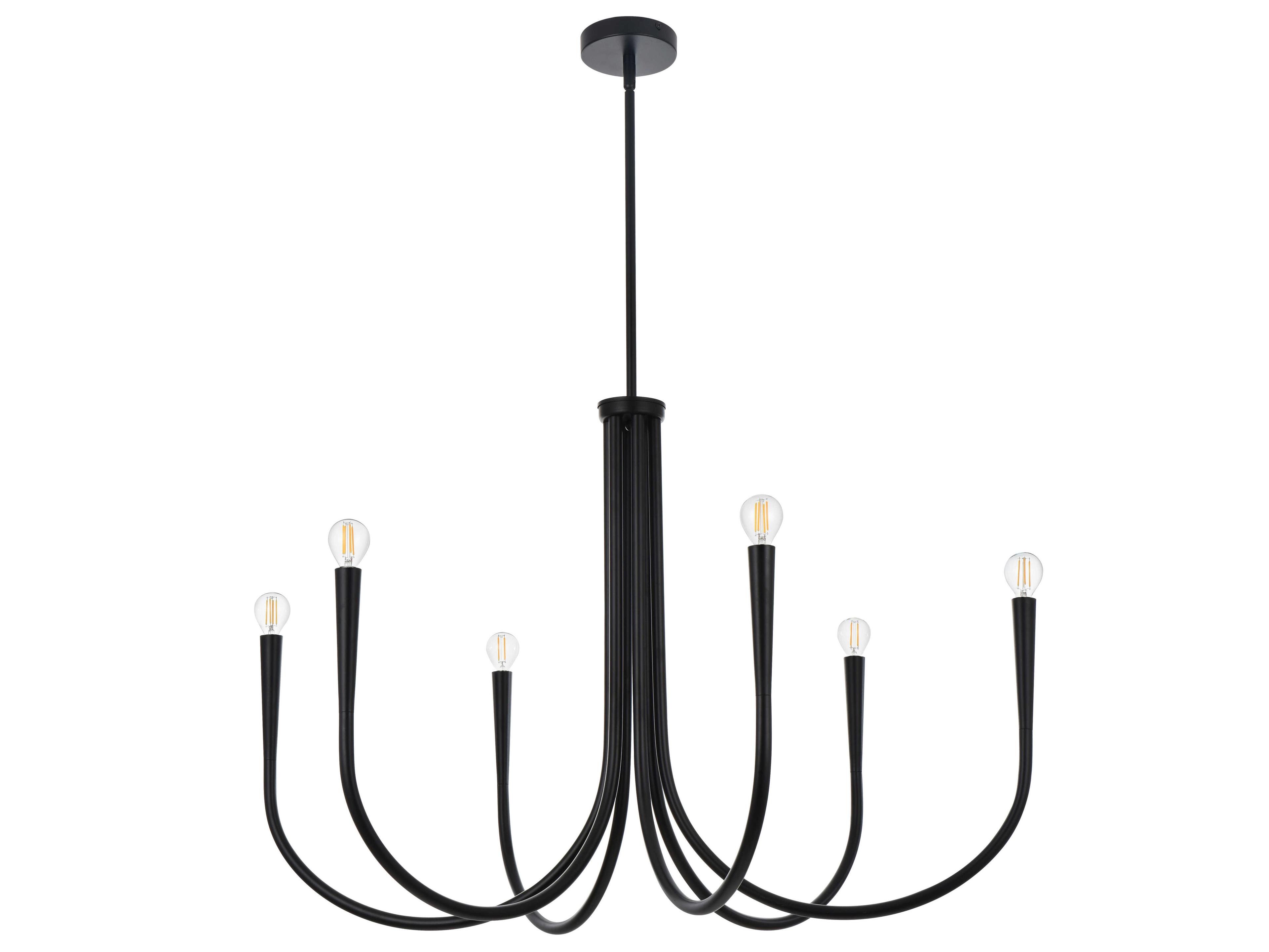 Elegant Lighting Layne 6-Light Black Chandelier