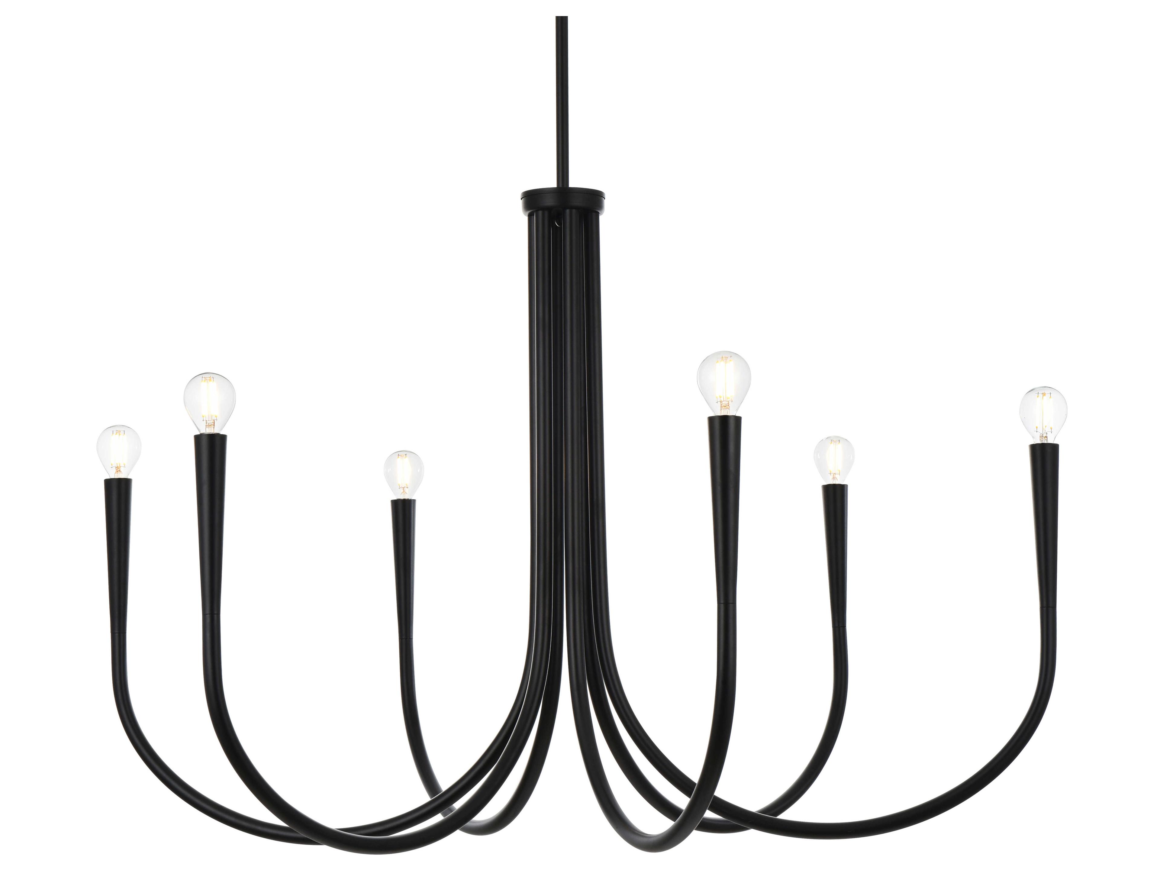 Elegant Lighting Layne 6-Light Black Chandelier