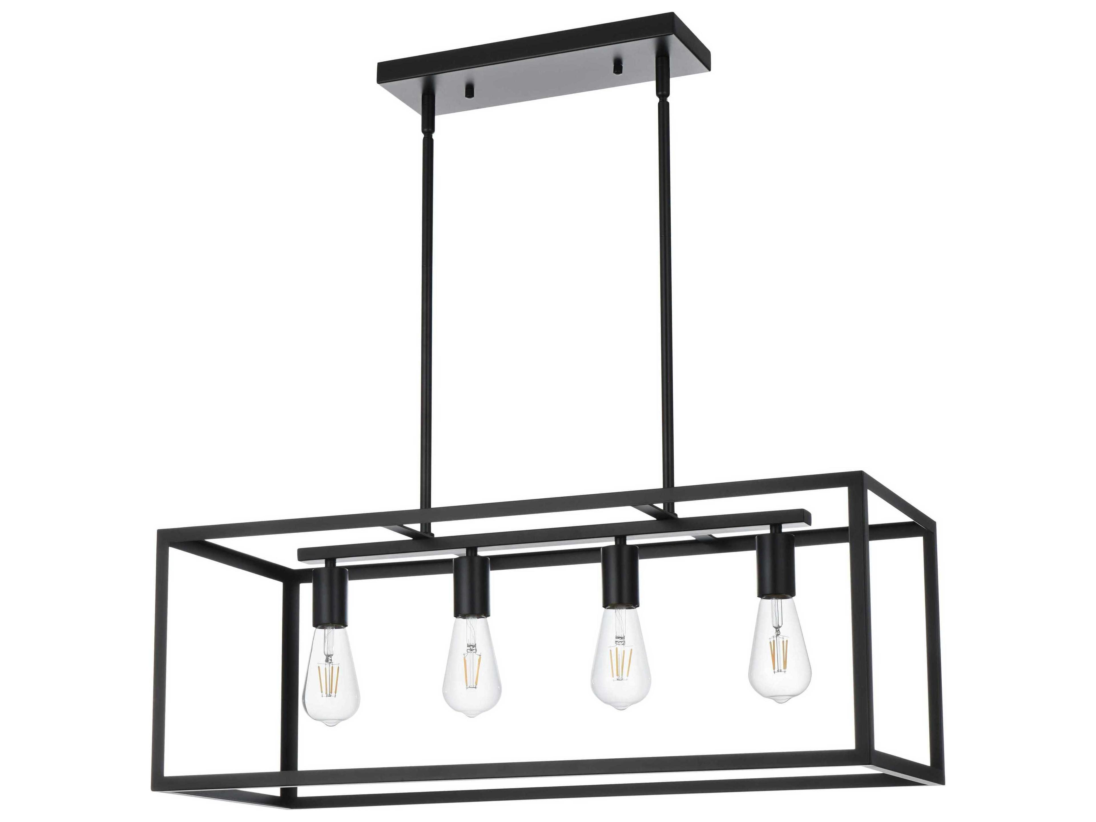 Judah 4-Light Black Linear Island Pendant