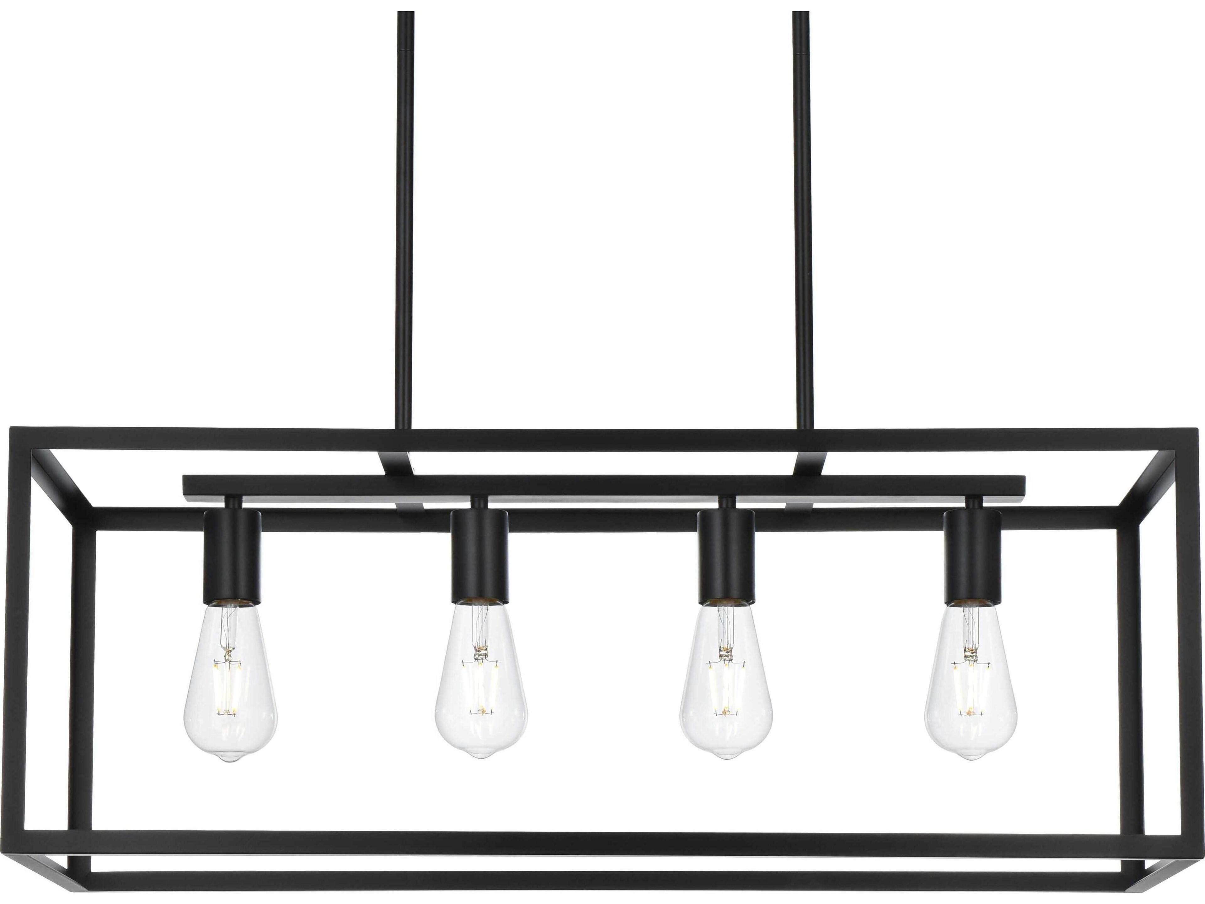 Elegant Lighting Judah 4-Light Black Linear Island Pendant
