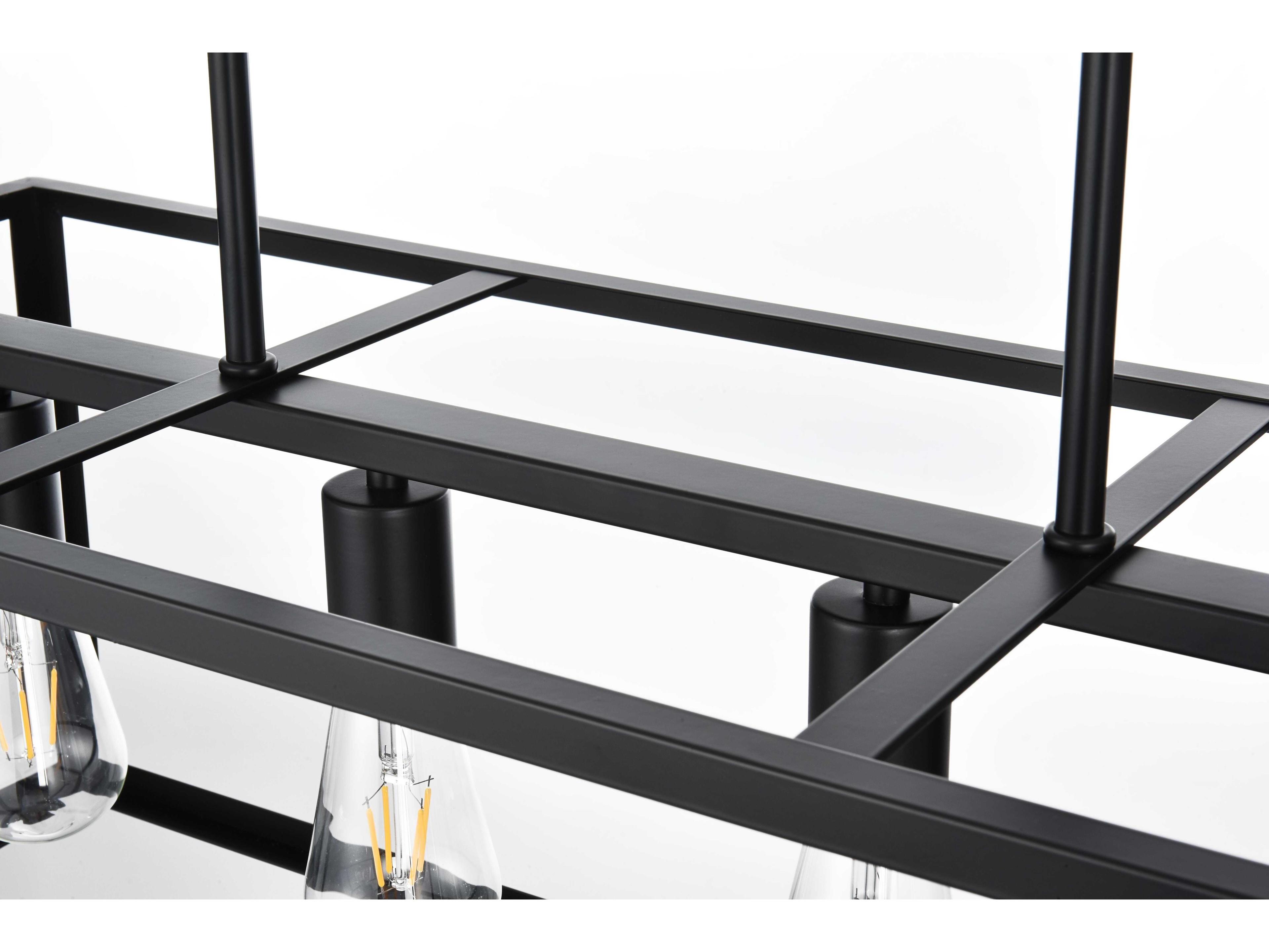 Elegant Lighting Judah 4-Light Black Linear Island Pendant