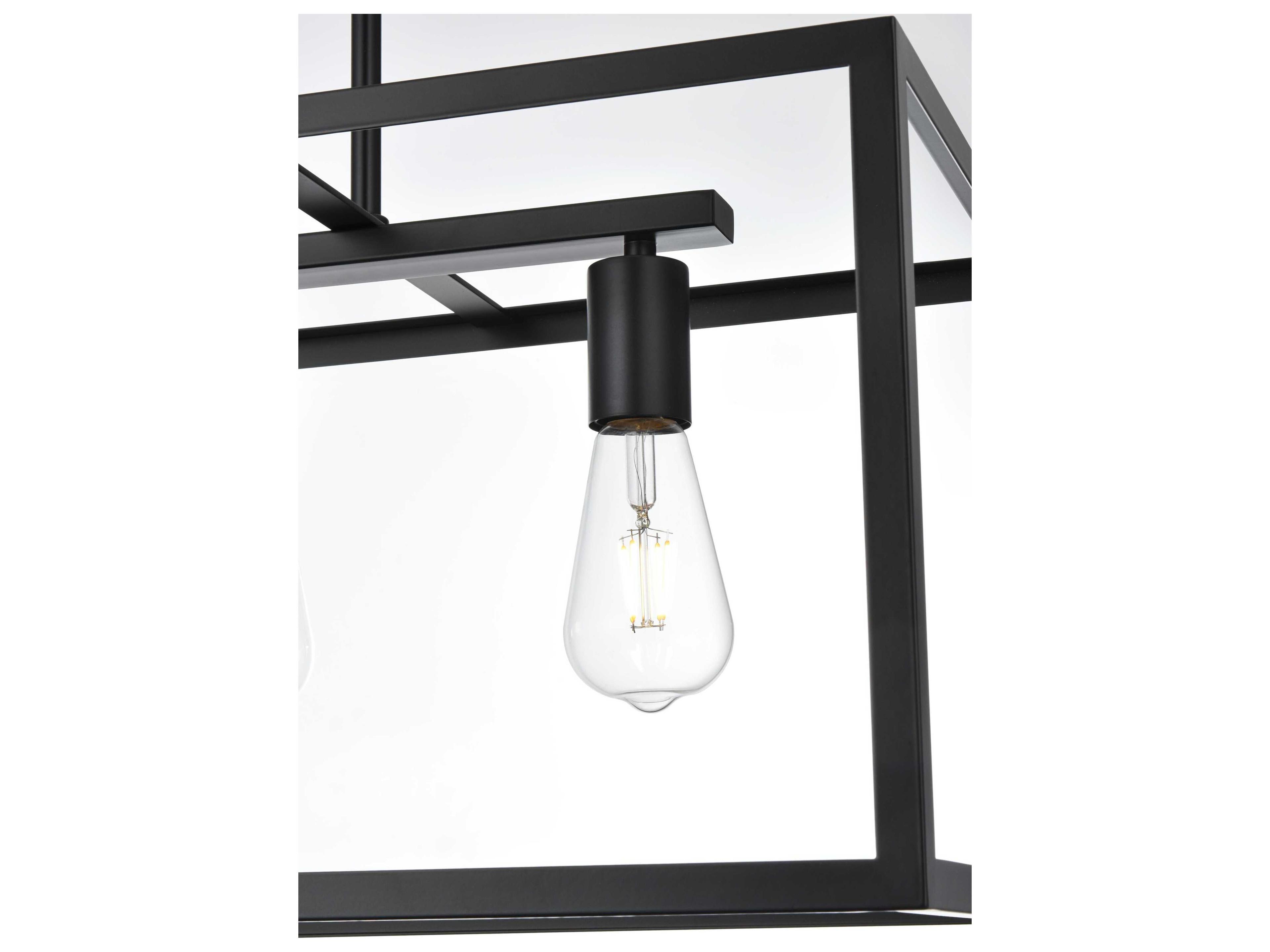 Elegant Lighting Judah 4-Light Black Linear Island Pendant