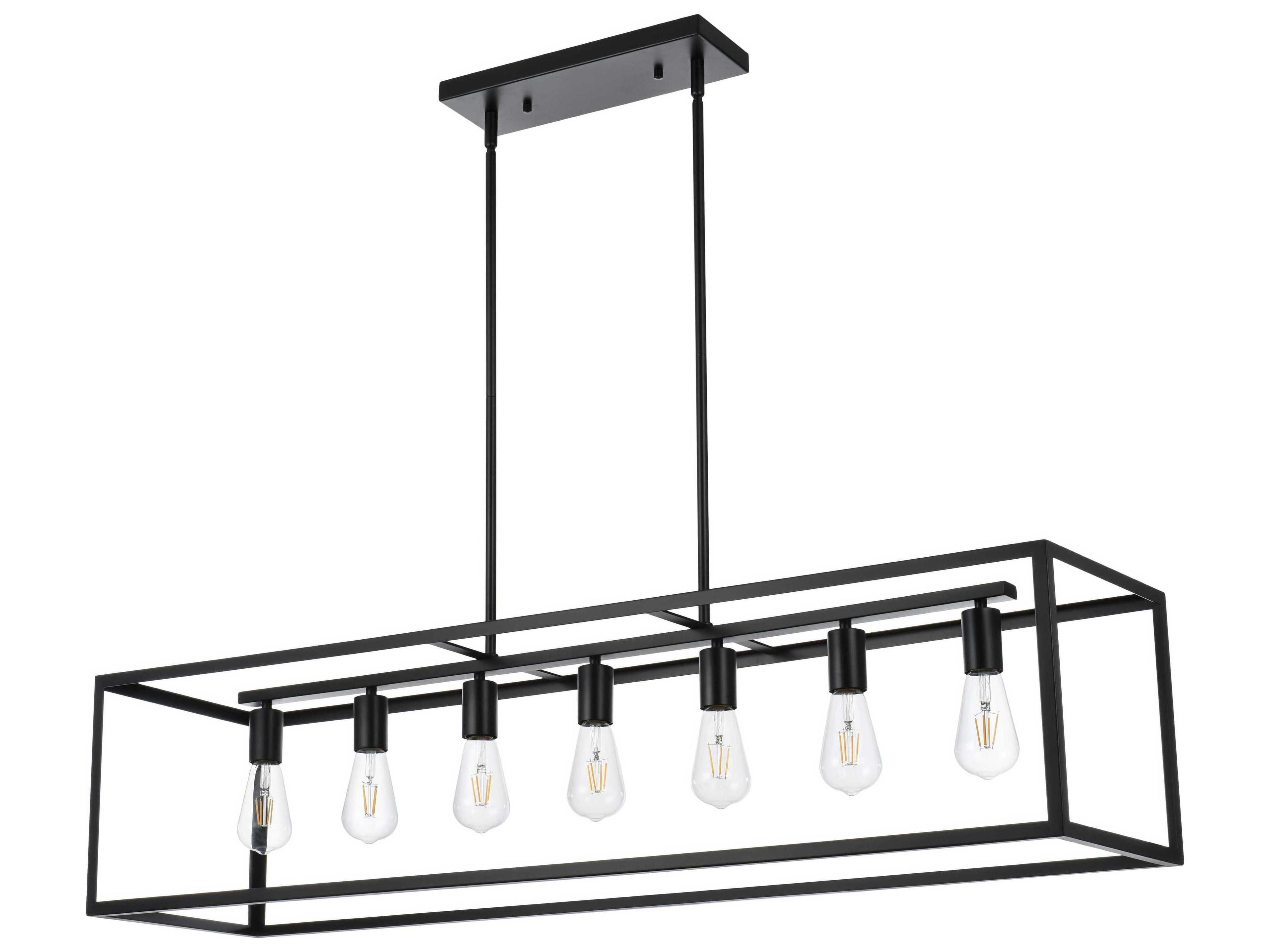 Judah 7-Light Black Linear Island Pendant