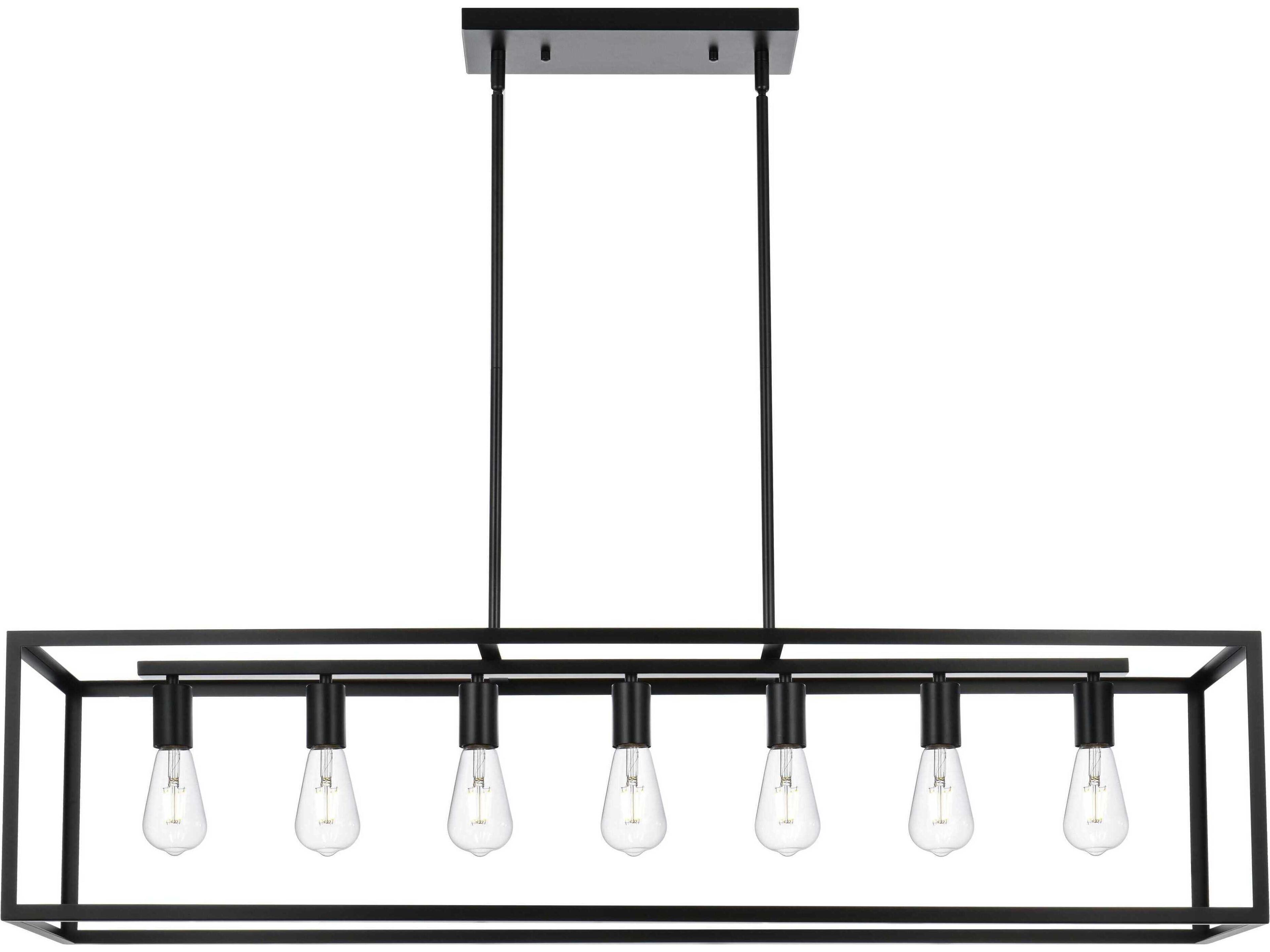 Elegant Lighting Judah 7-Light Black Linear Island Pendant