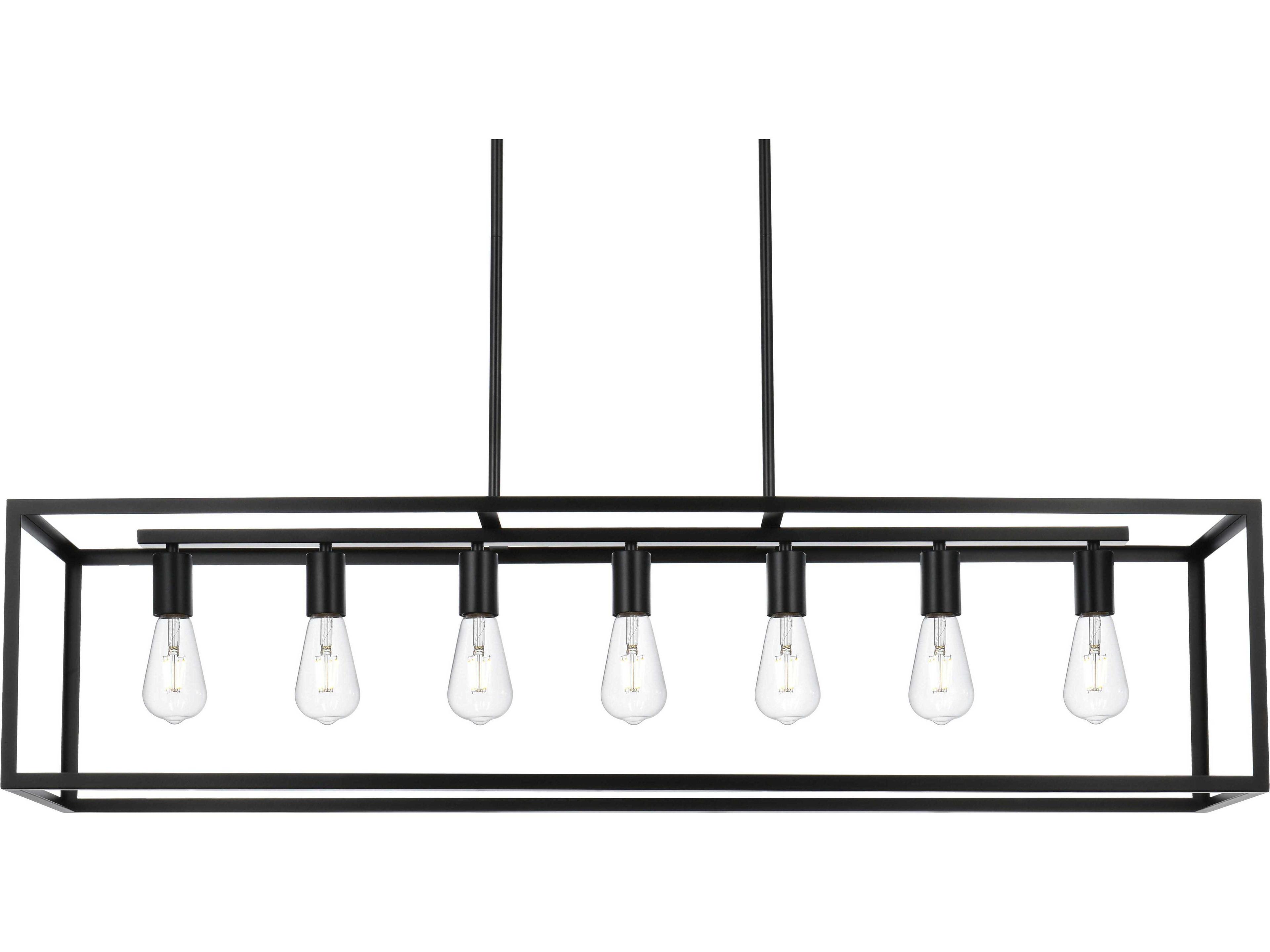 Elegant Lighting Judah 7-Light Black Linear Island Pendant