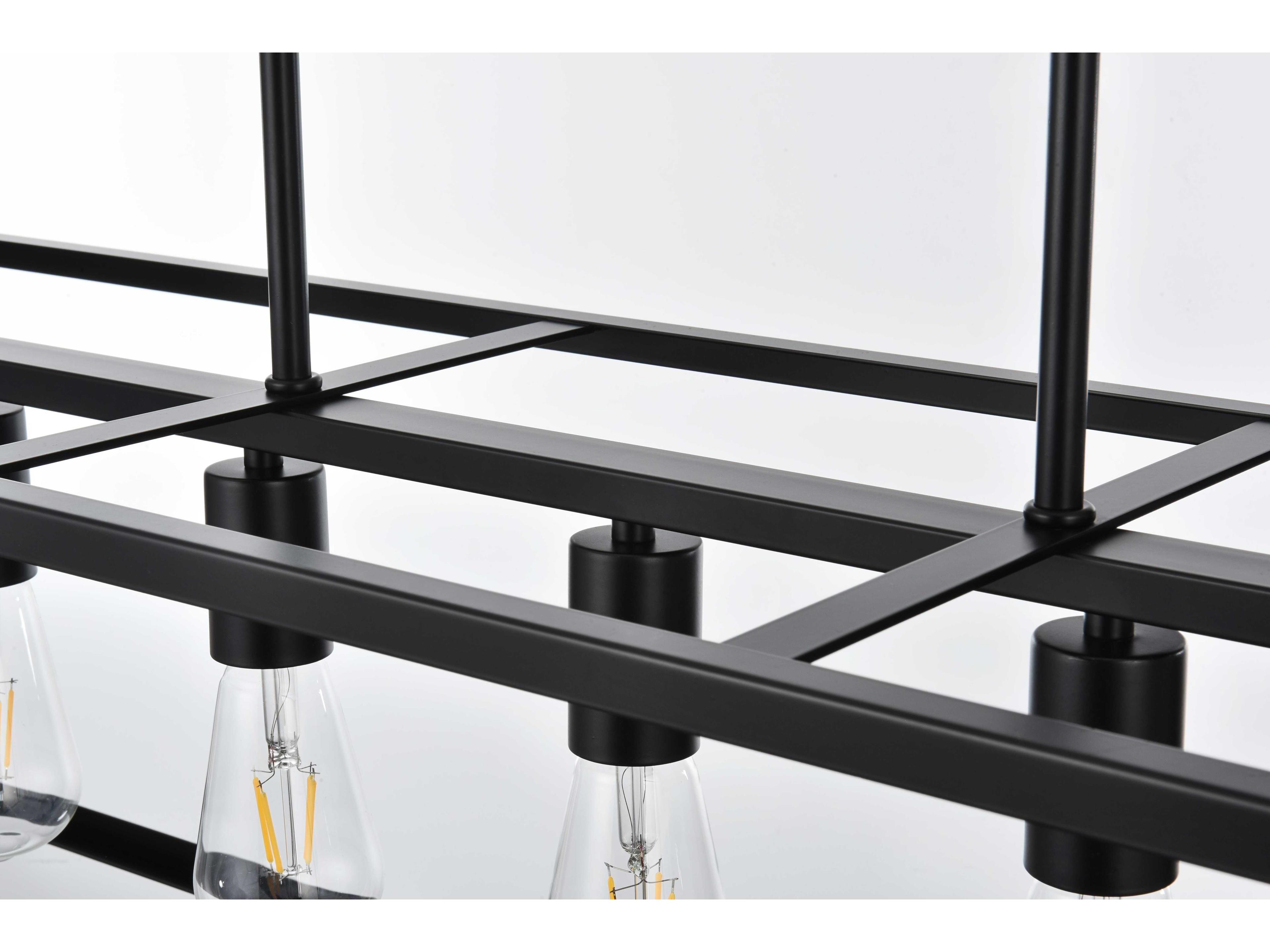 Elegant Lighting Judah 7-Light Black Linear Island Pendant