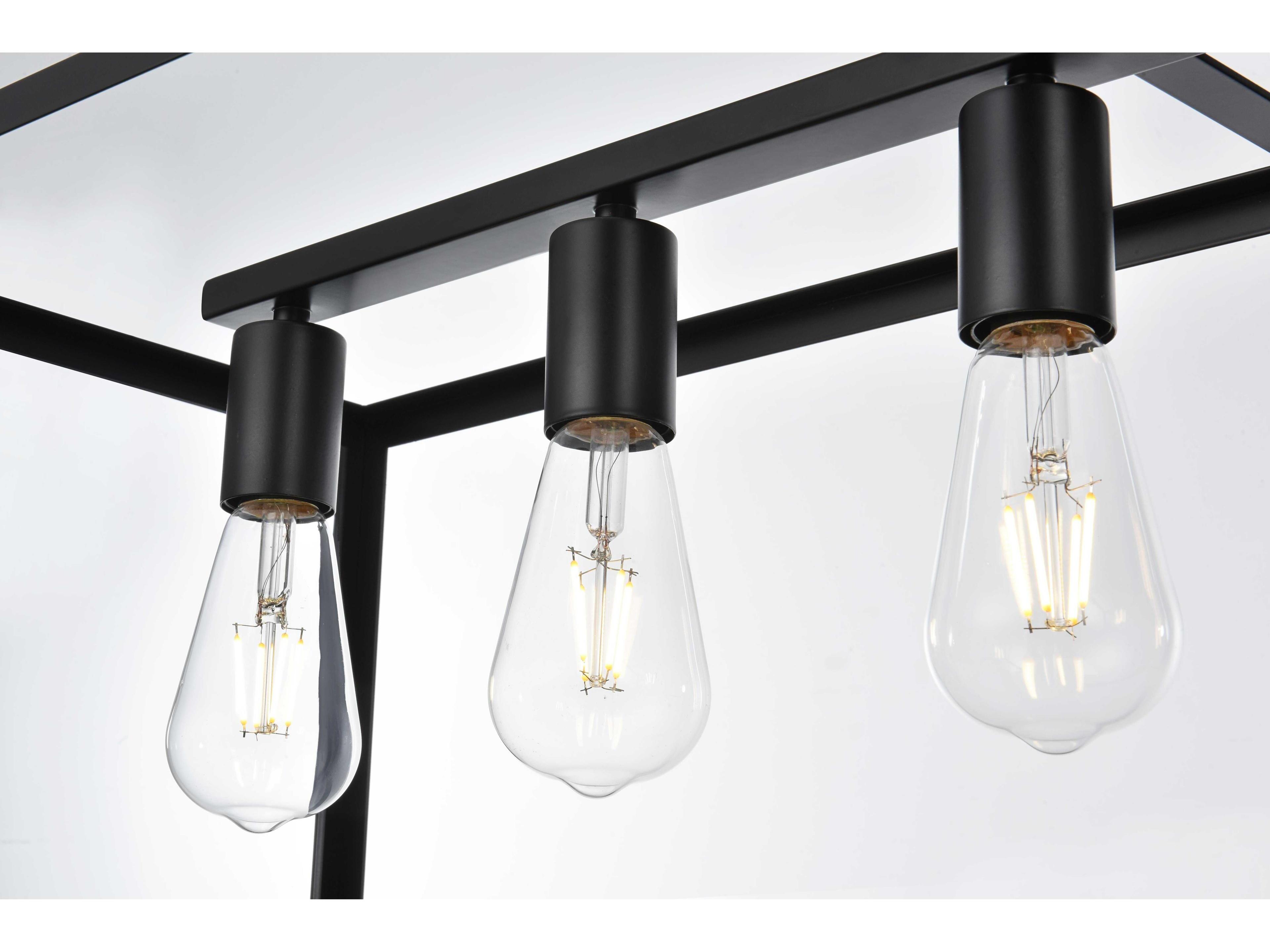 Elegant Lighting Judah 7-Light Black Linear Island Pendant