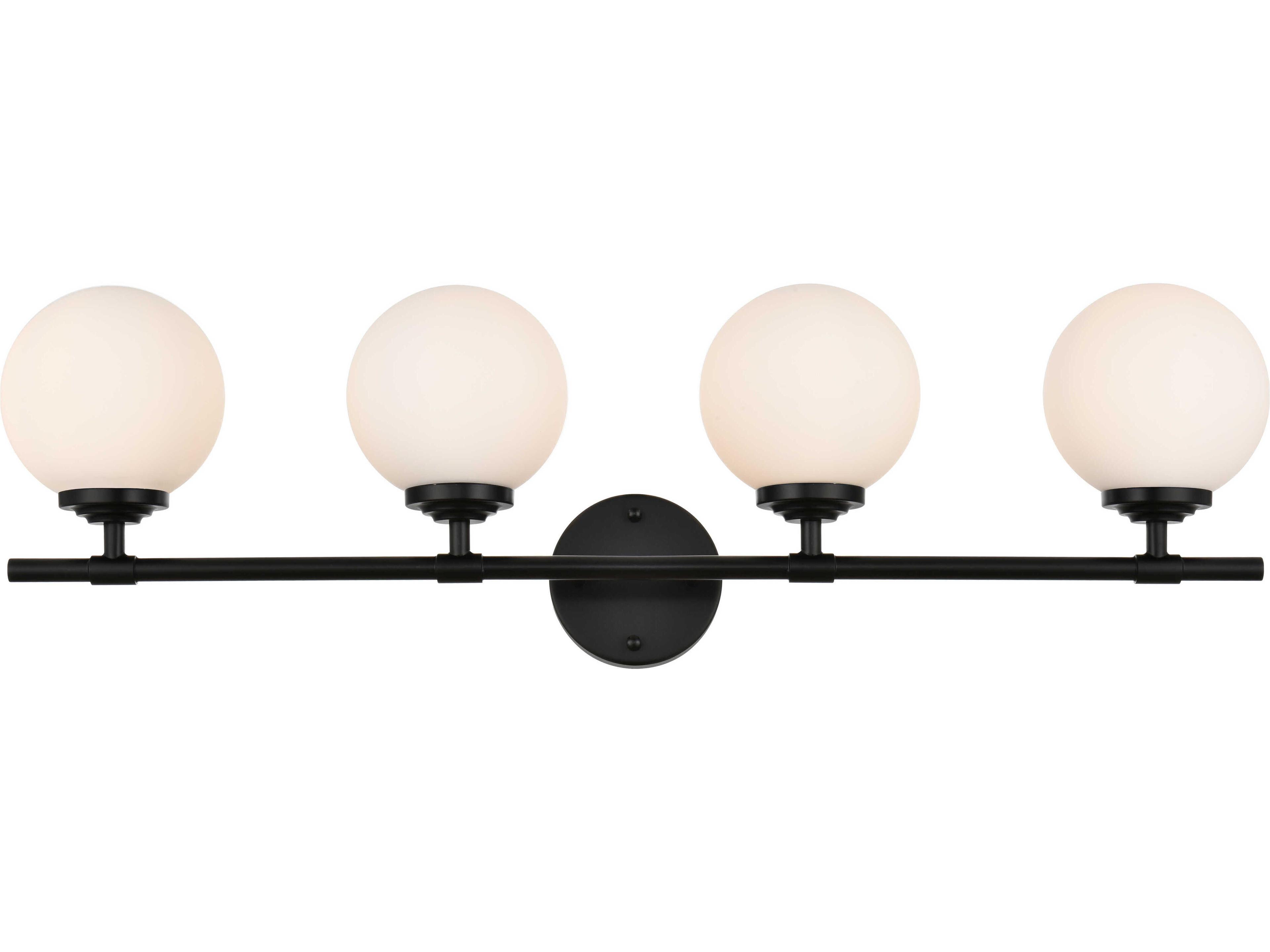 Ansley 4-Light Black Glass Vanity Light