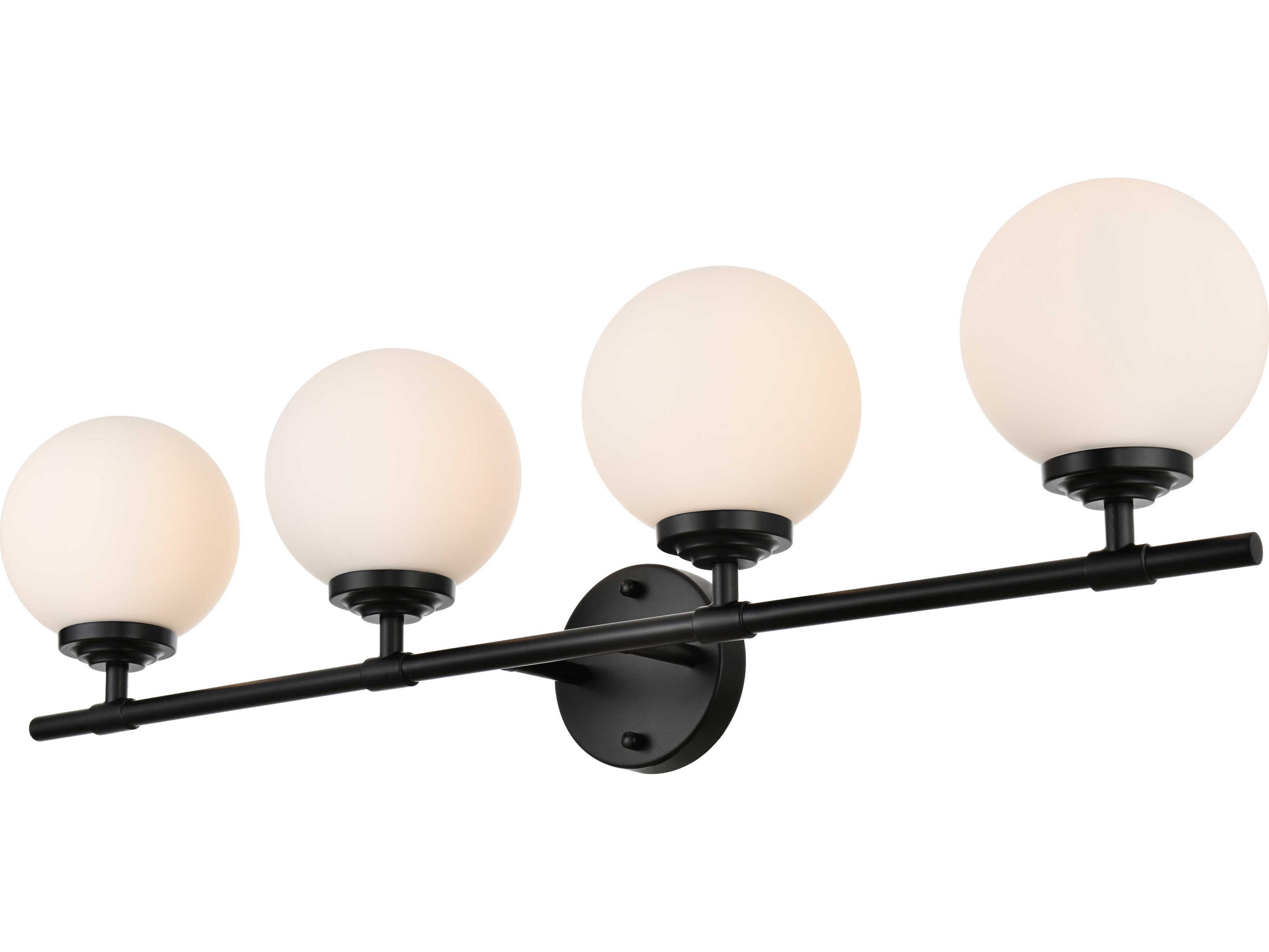 Elegant Lighting Ansley 4-Light Black Glass Vanity Light