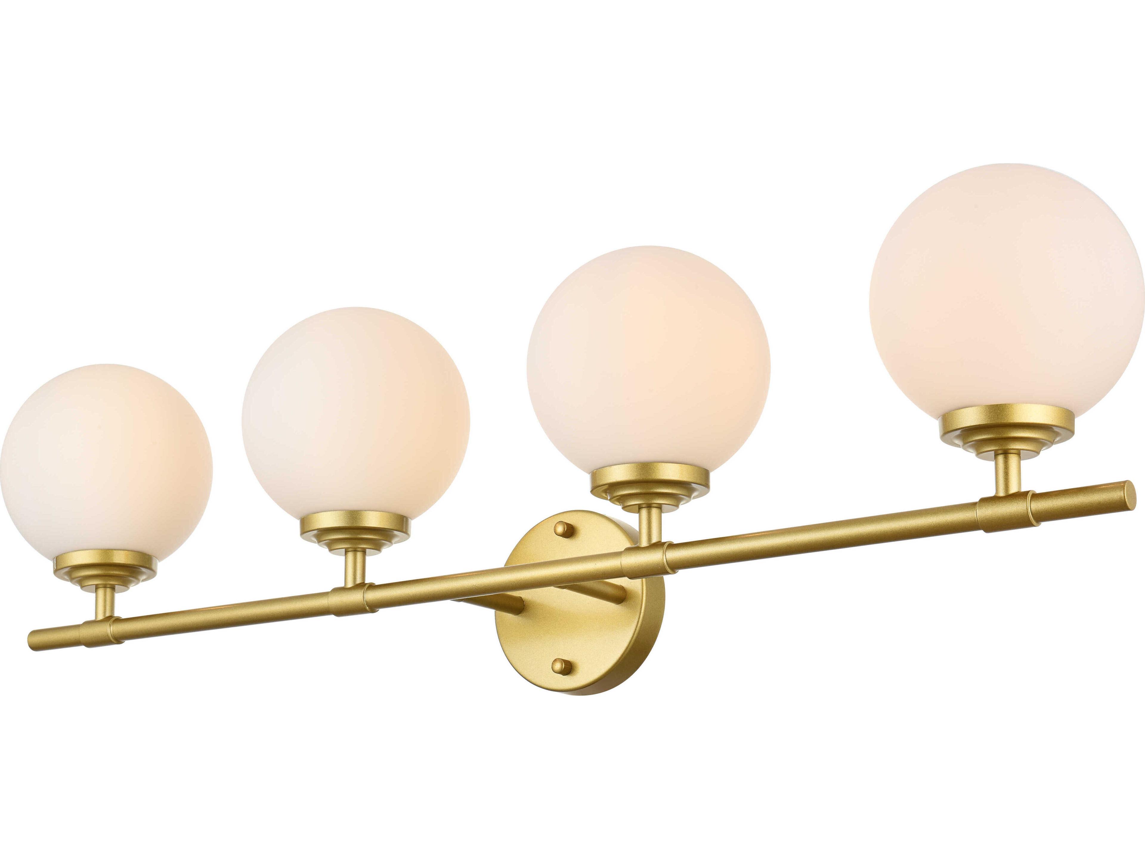 Elegant Lighting Ansley 4-Light Brass Glass Vanity Light