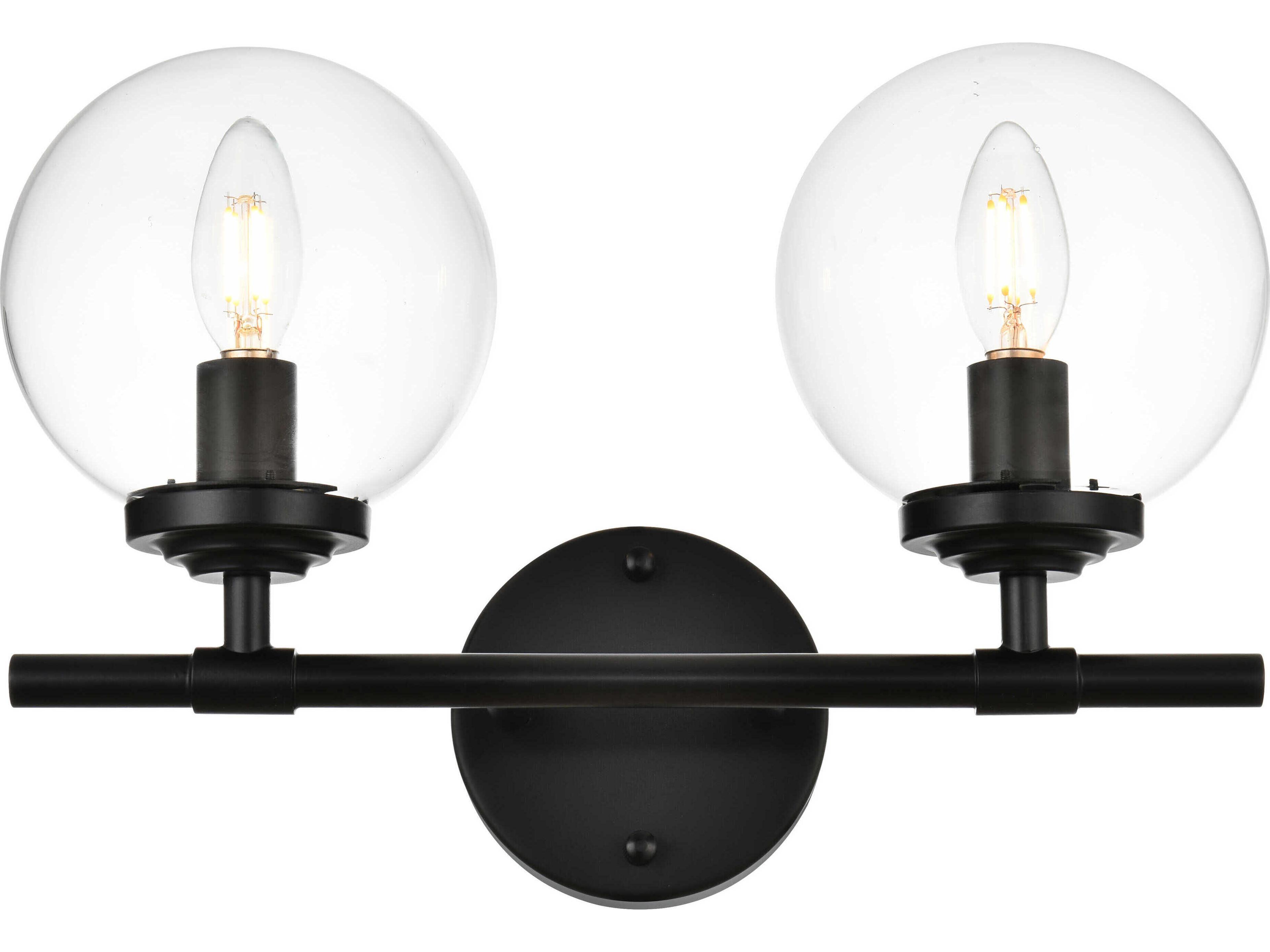 Ingrid 2-Light Black Glass Vanity Light