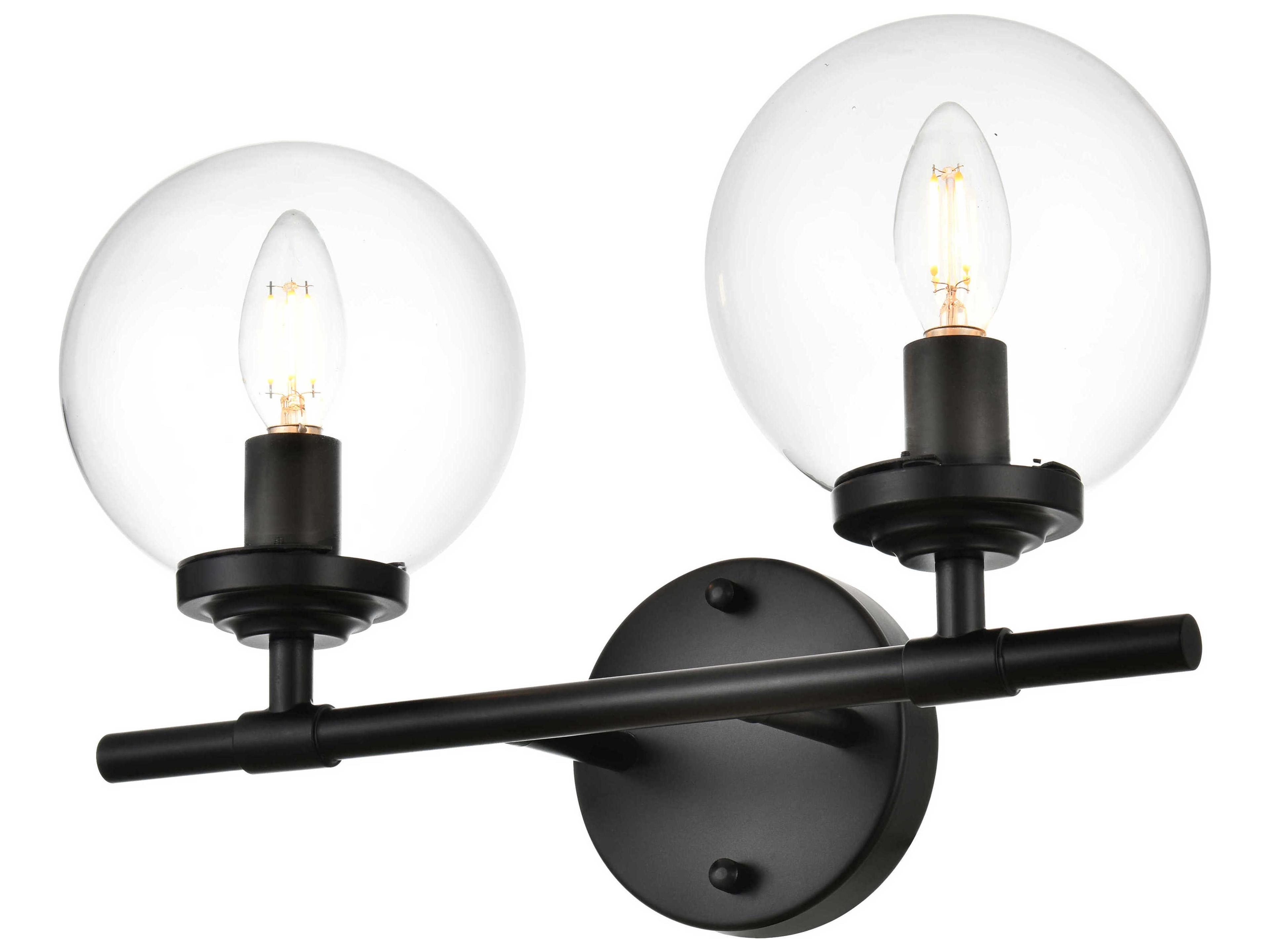 Elegant Lighting Ingrid 2-Light Black Glass Vanity Light