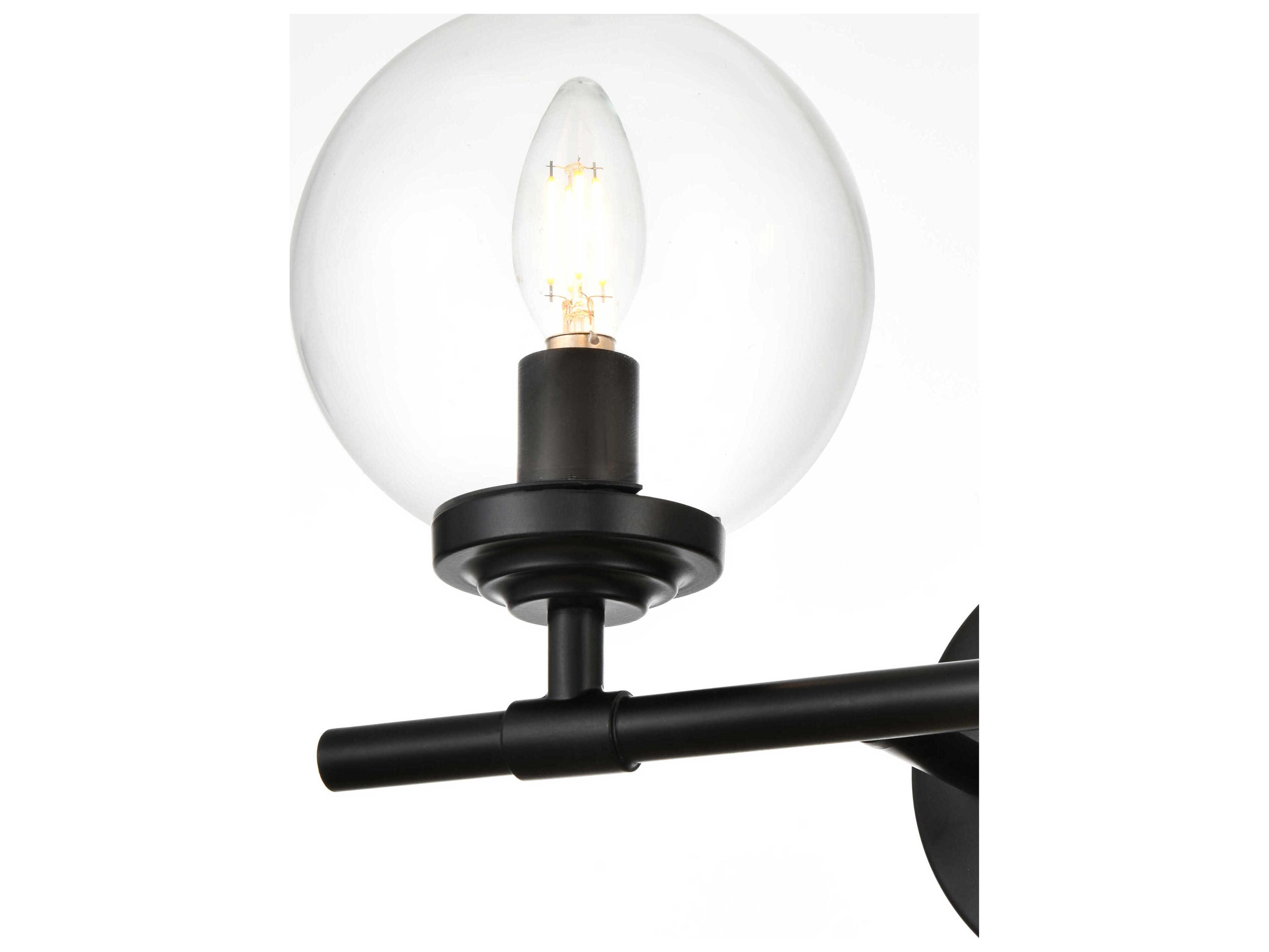 Elegant Lighting Ingrid 2-Light Black Glass Vanity Light