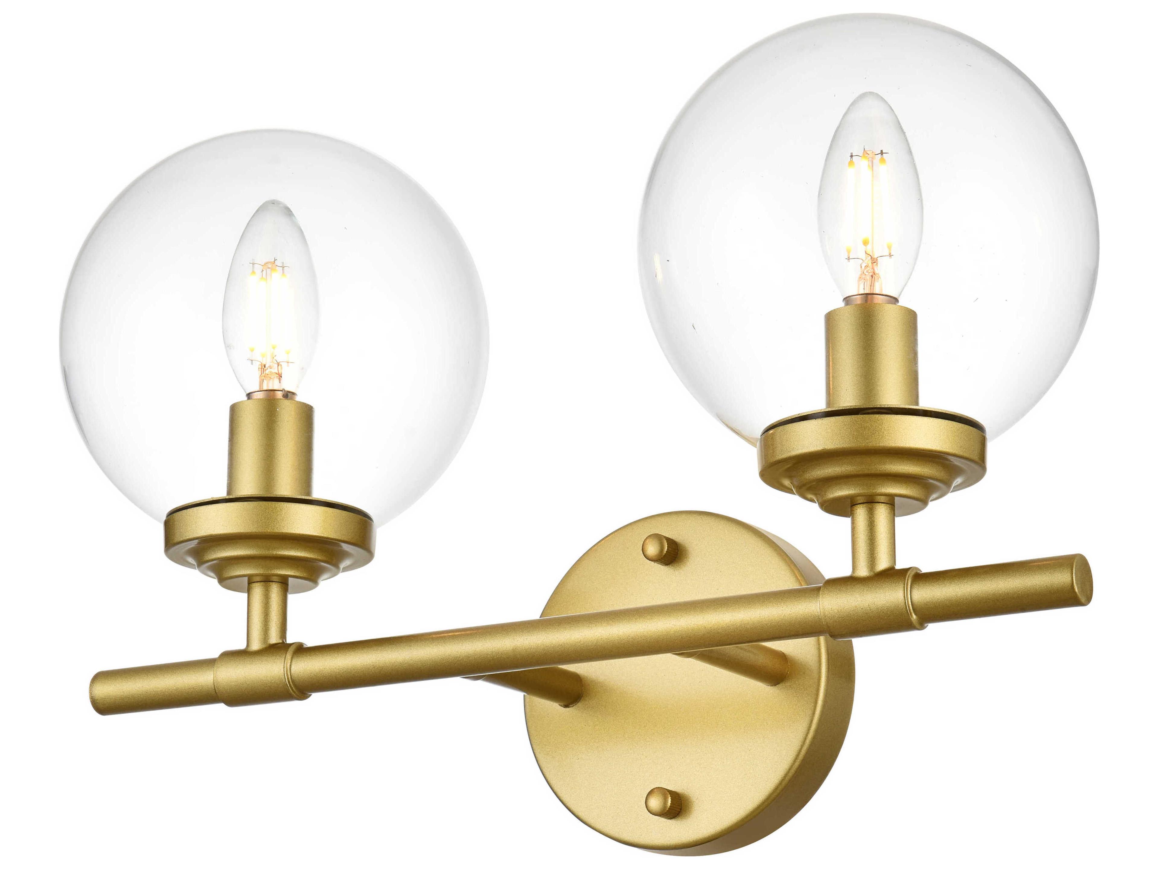 Elegant Lighting Ingrid 2-Light Brass Glass Vanity Light