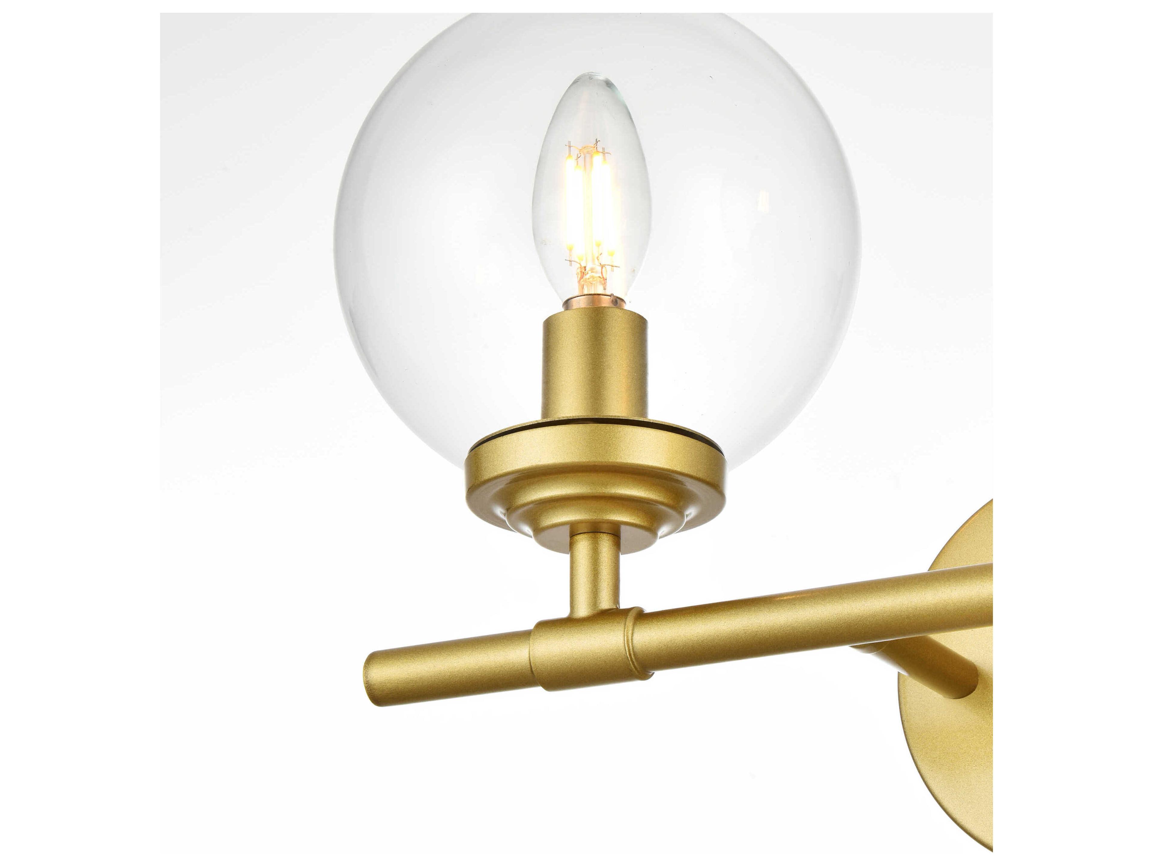 Elegant Lighting Ingrid 2-Light Brass Glass Vanity Light