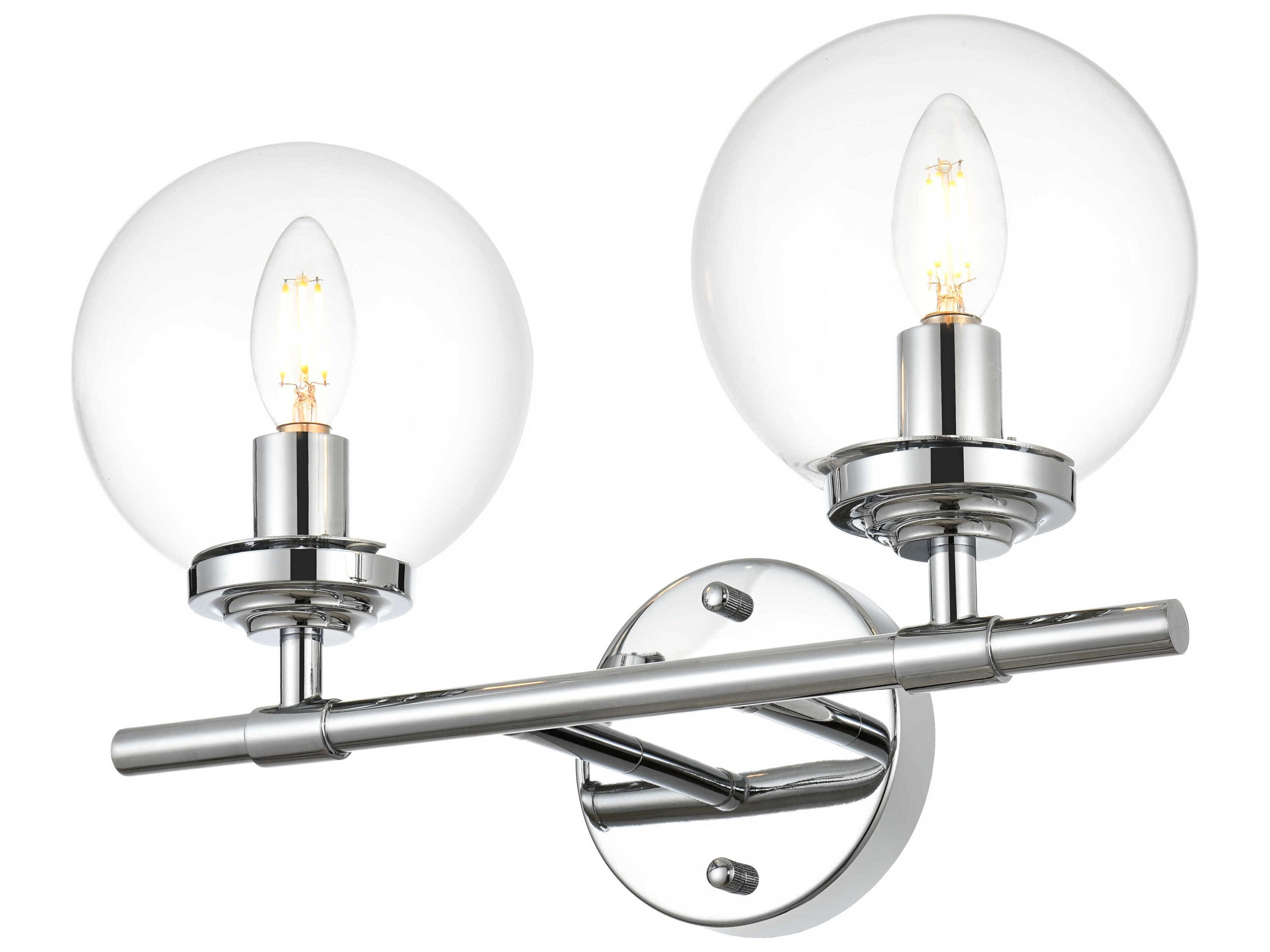 Elegant Lighting Ingrid 2-Light Chrome Glass Vanity Light