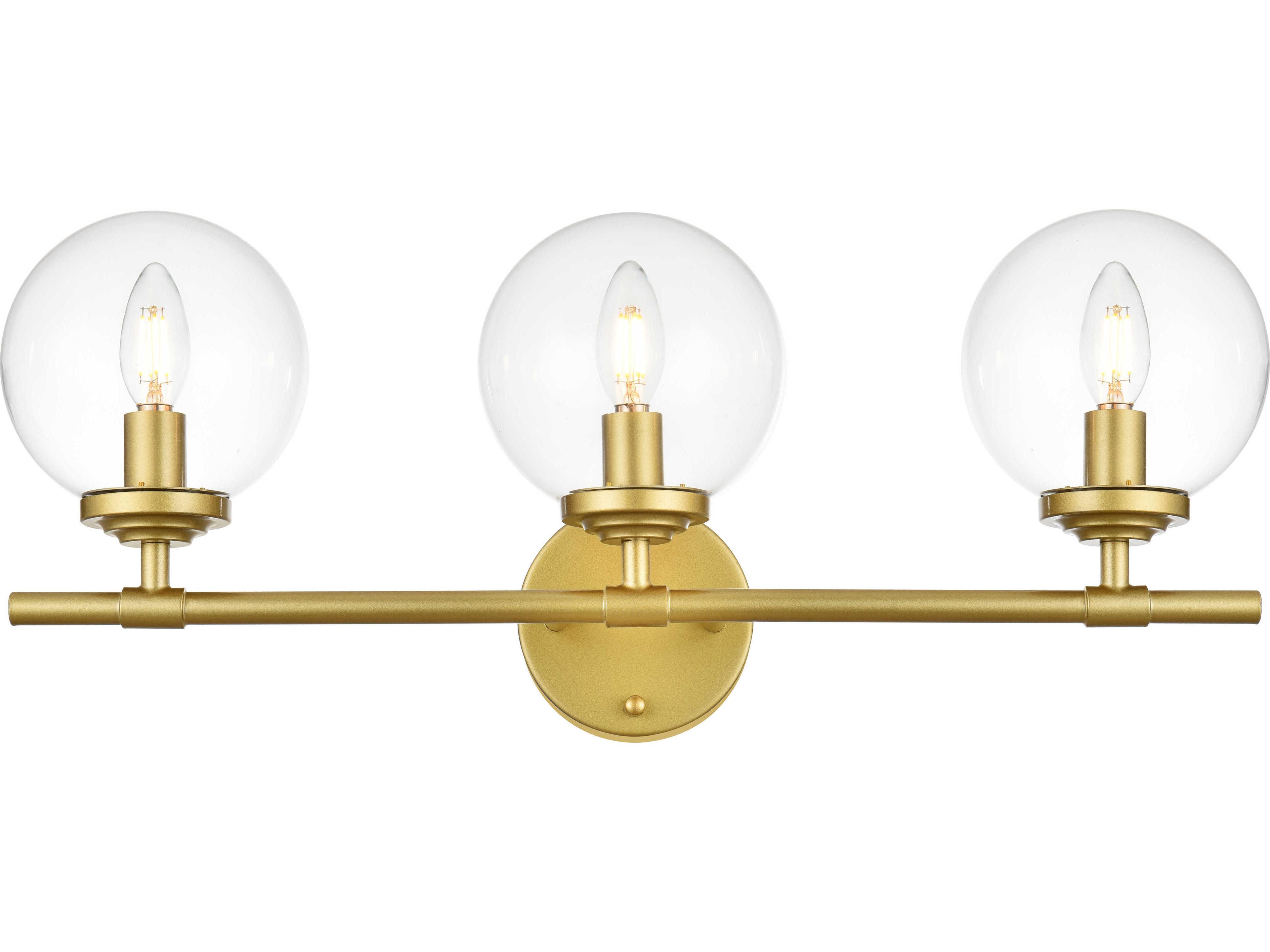 Ingrid 3-Light Brass Glass Vanity Light