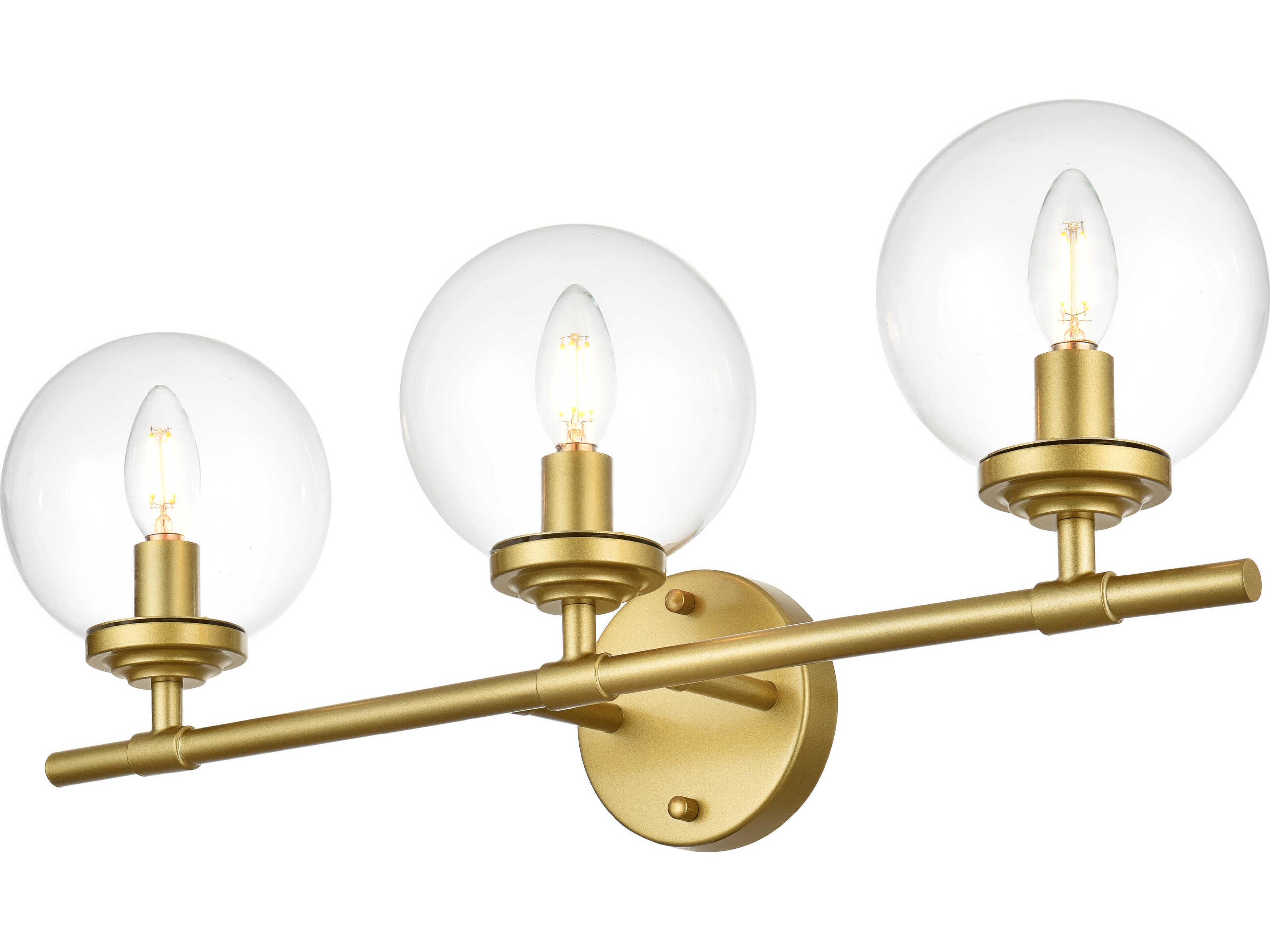 Elegant Lighting Ingrid 3-Light Brass Glass Vanity Light