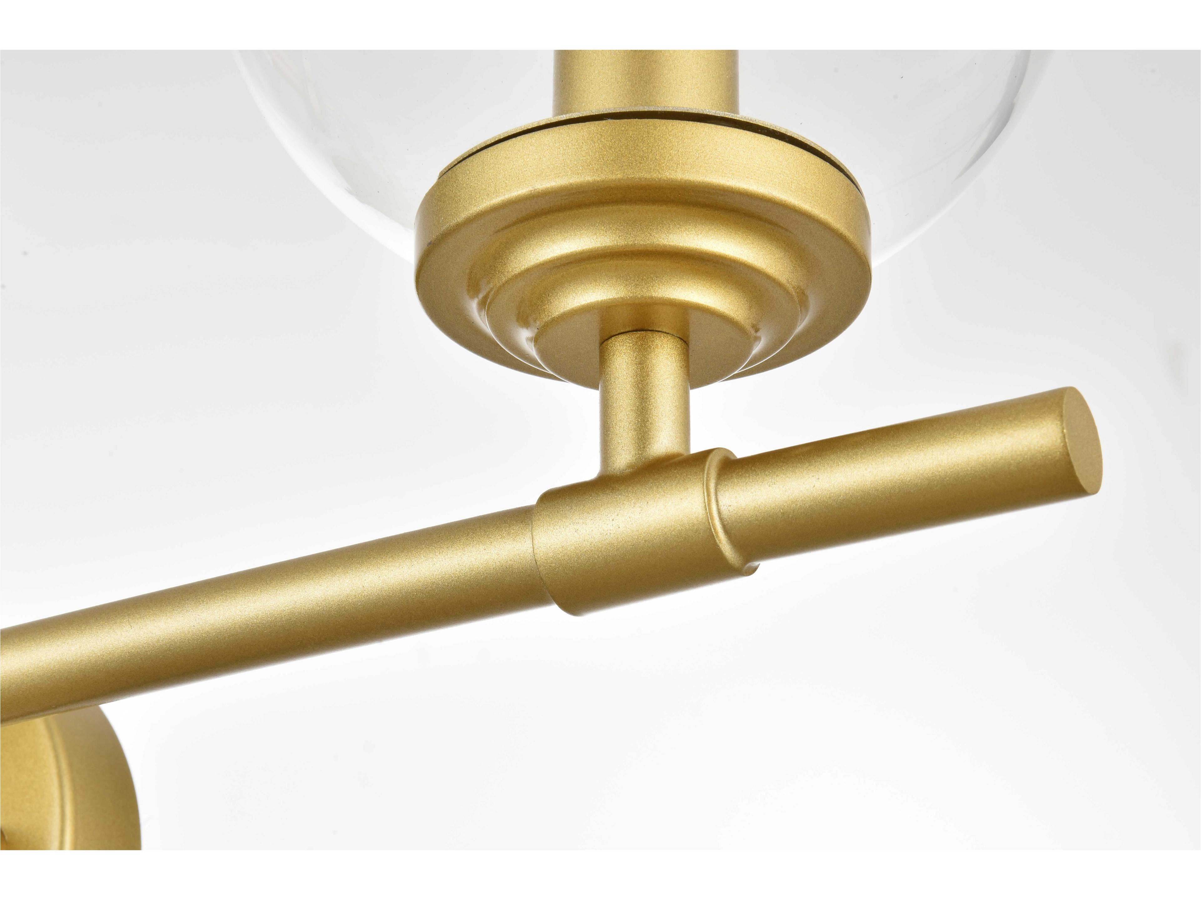 Elegant Lighting Ingrid 3-Light Brass Glass Vanity Light