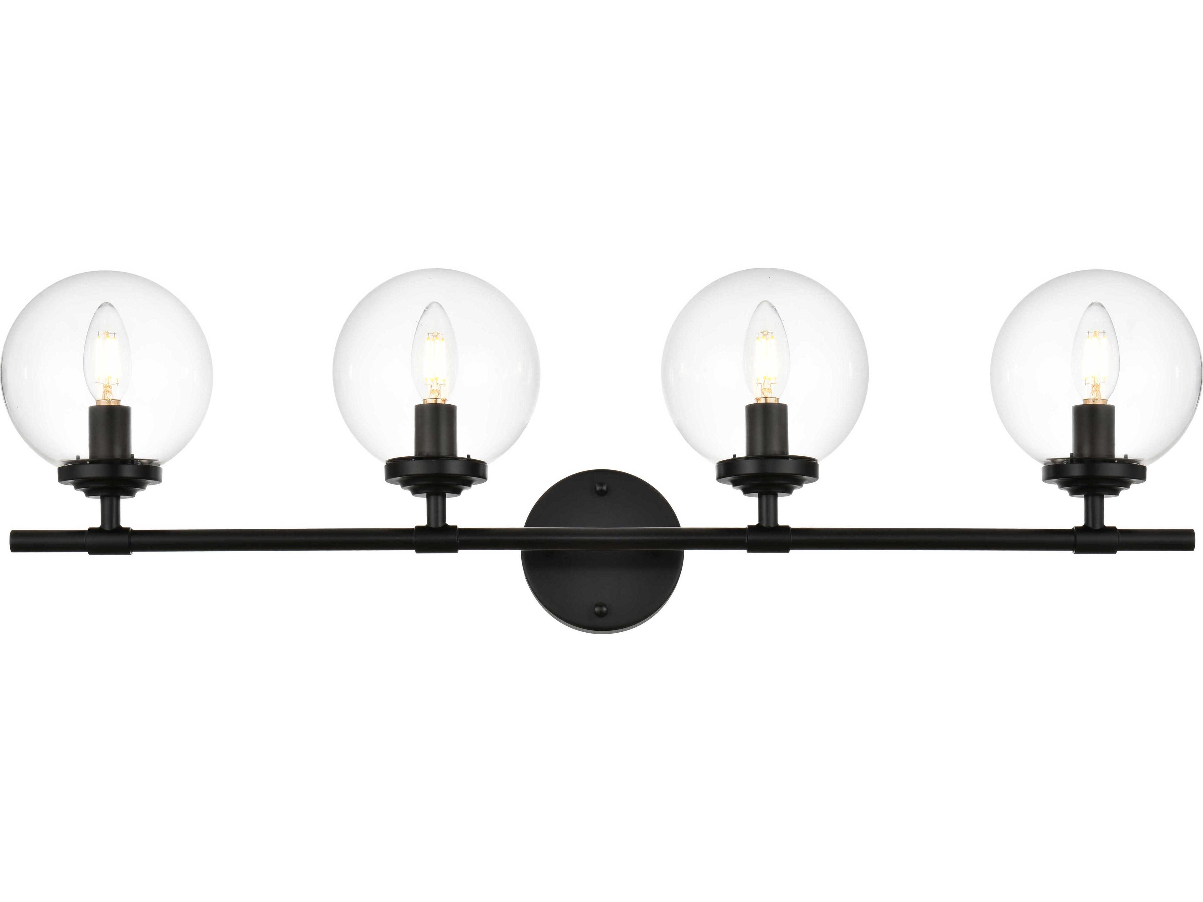 Ingrid 4-Light Black Glass Vanity Light