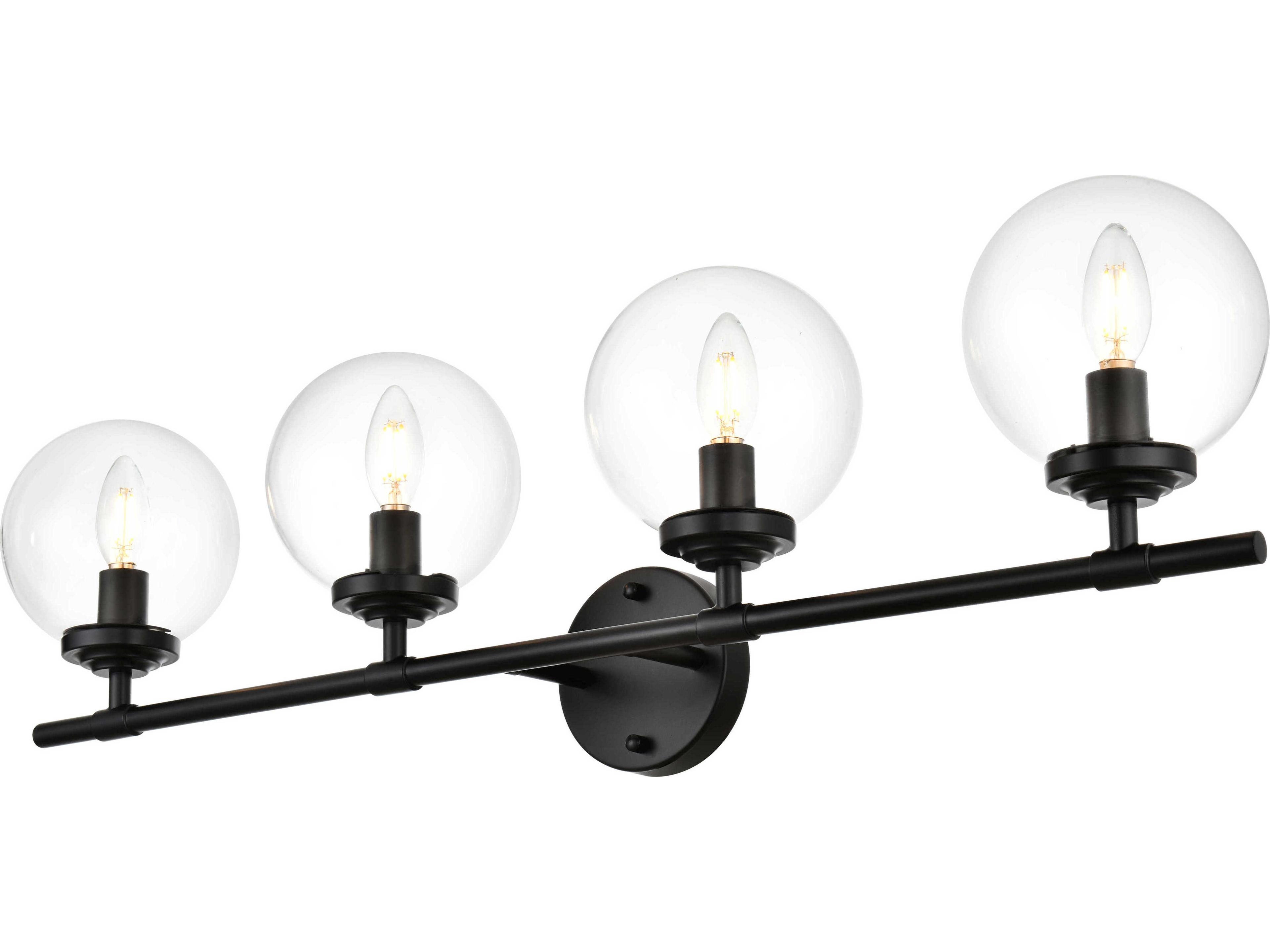 Elegant Lighting Ingrid 4-Light Black Glass Vanity Light