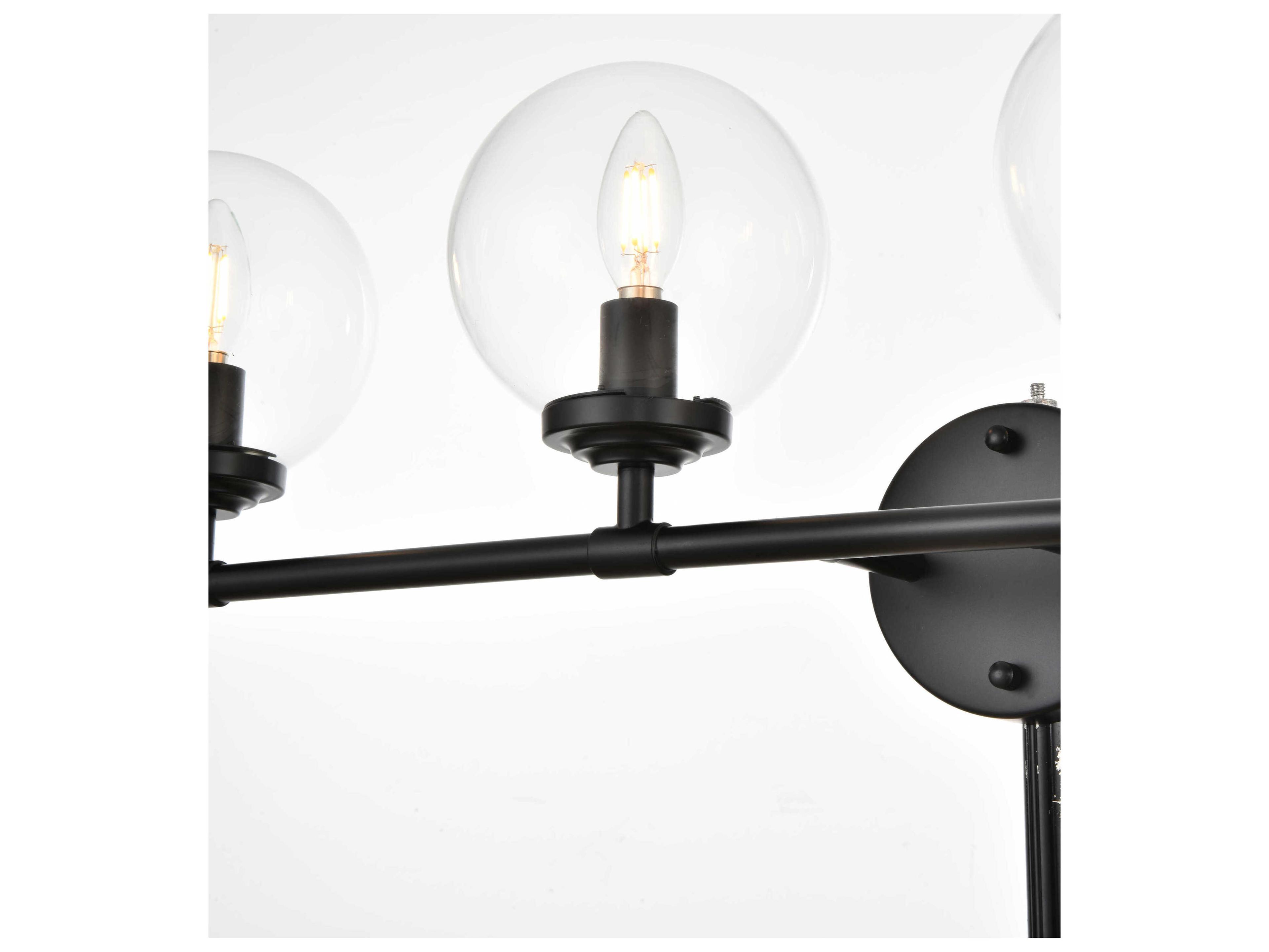 Elegant Lighting Ingrid 4-Light Black Glass Vanity Light