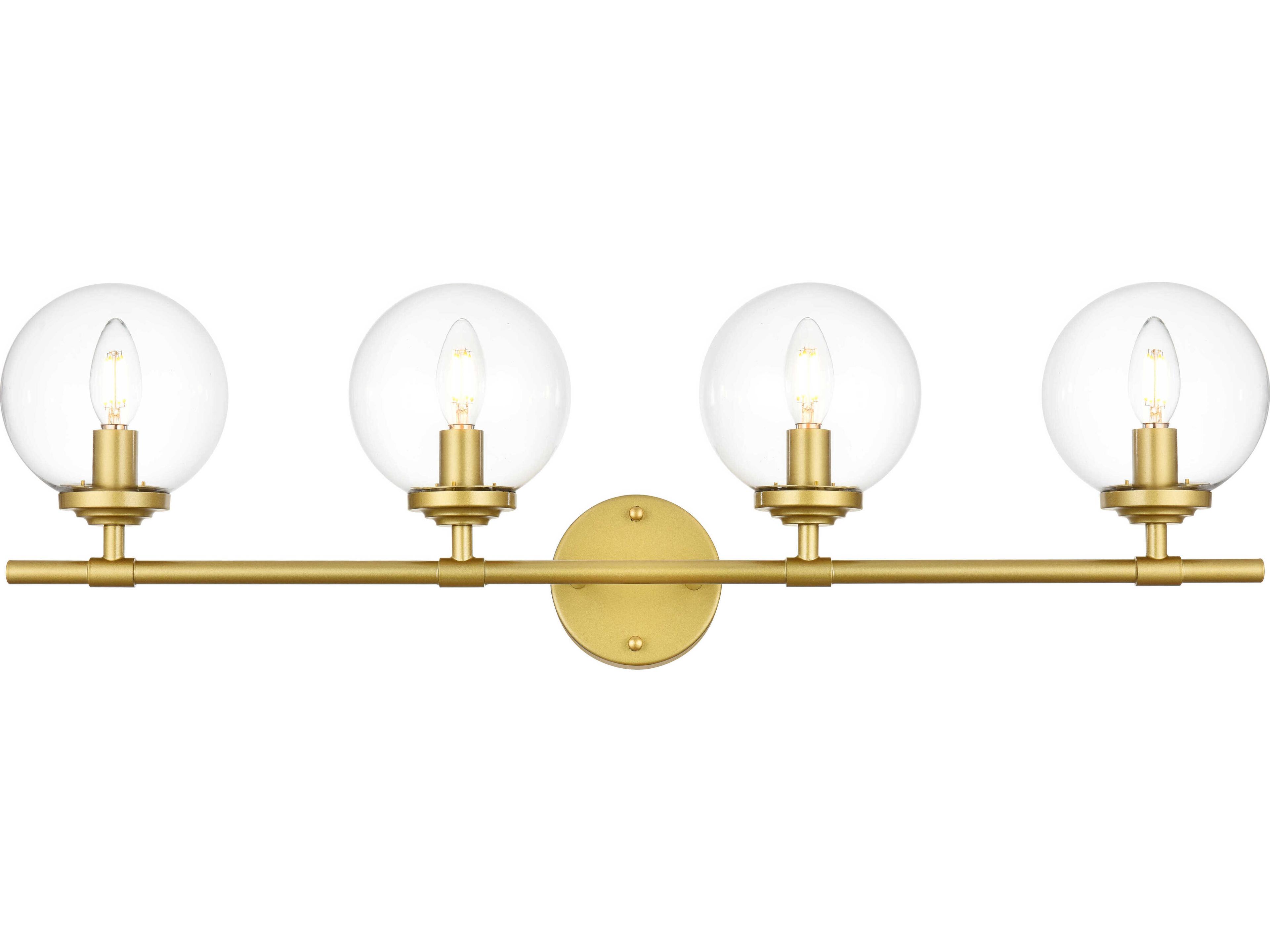 Ingrid 4-Light Brass Glass Vanity Light