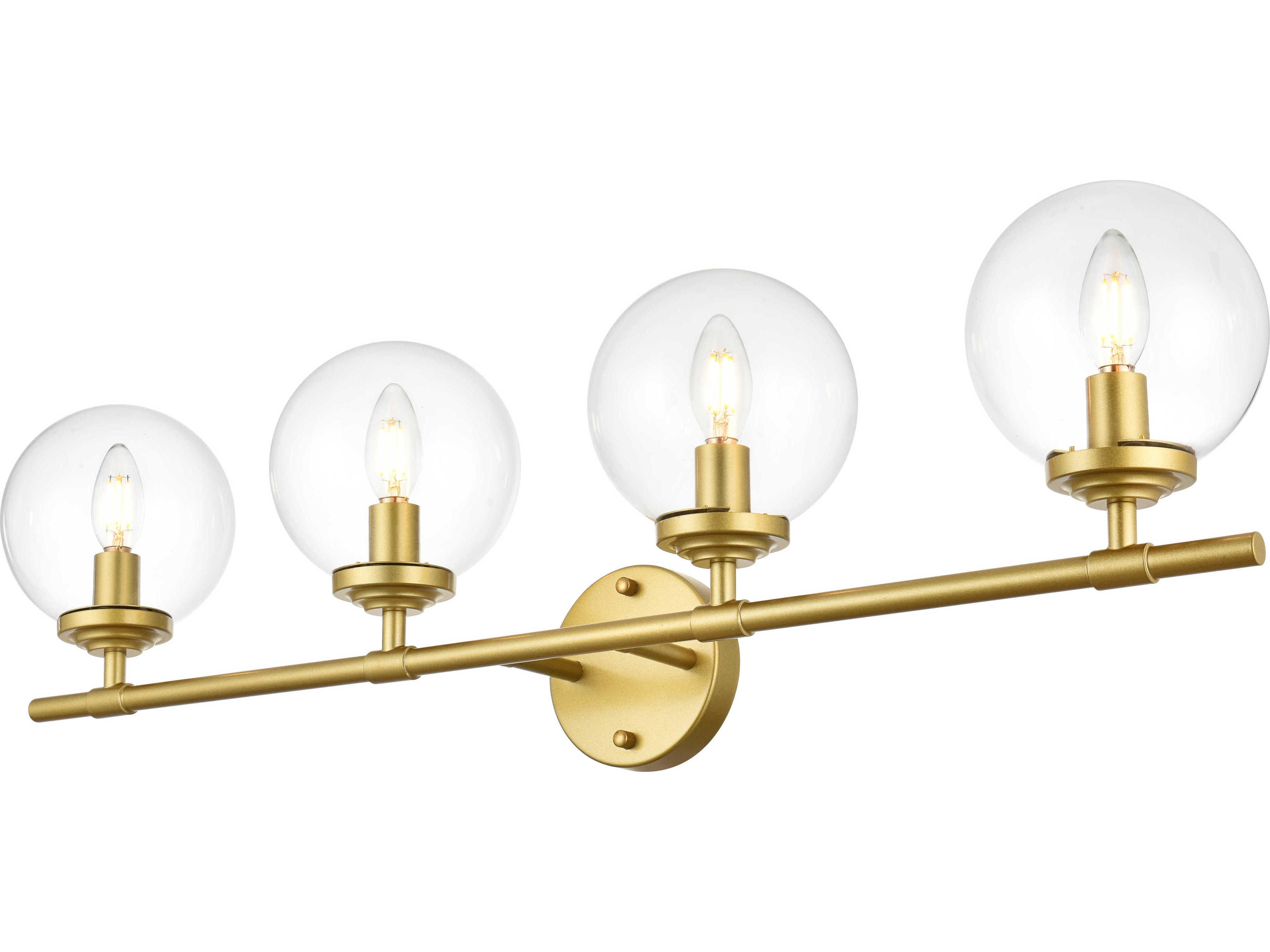 Elegant Lighting Ingrid 4-Light Brass Glass Vanity Light