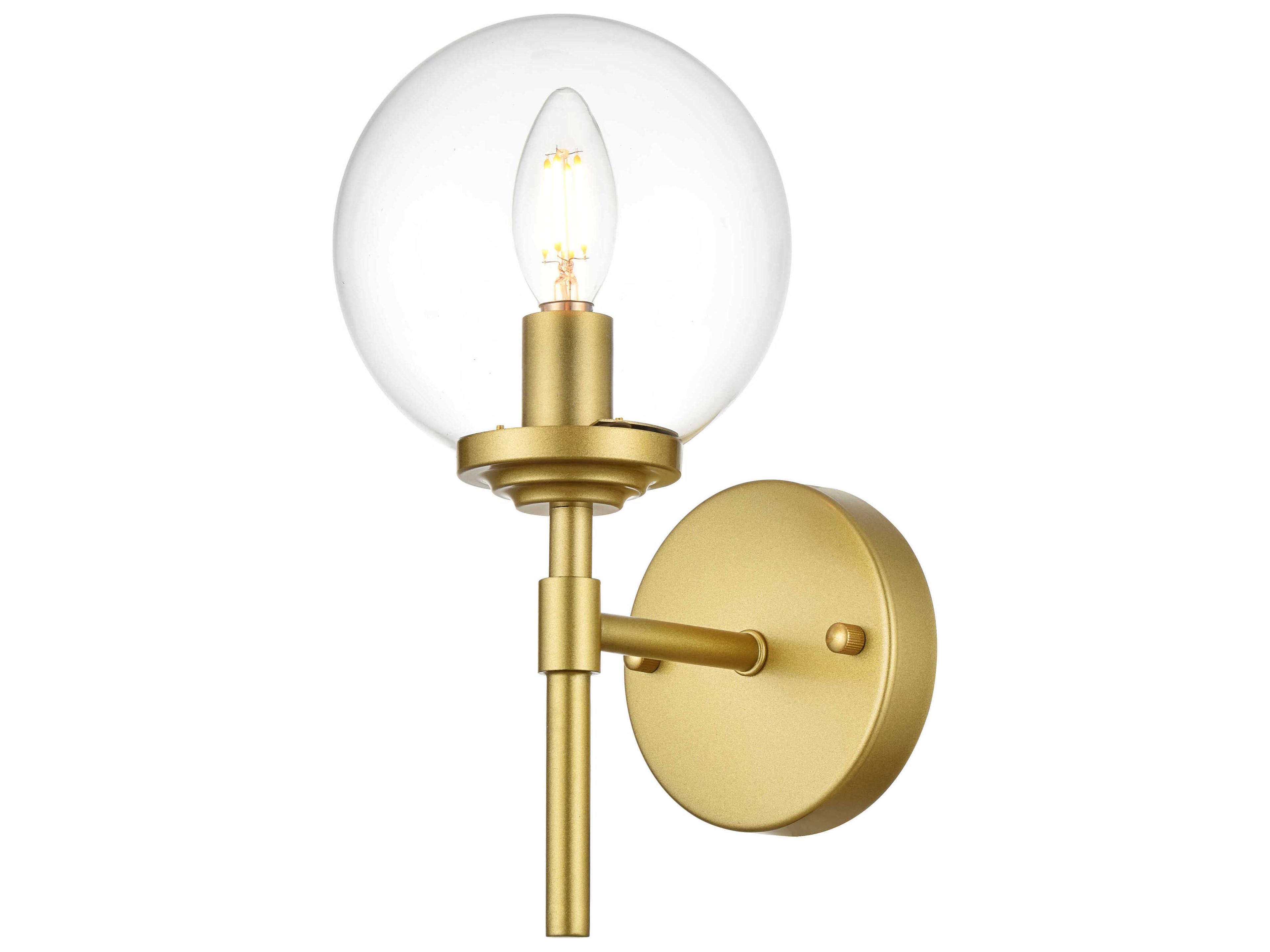 Elegant Lighting Ingrid 1-Light Brass Glass Wall Sconce