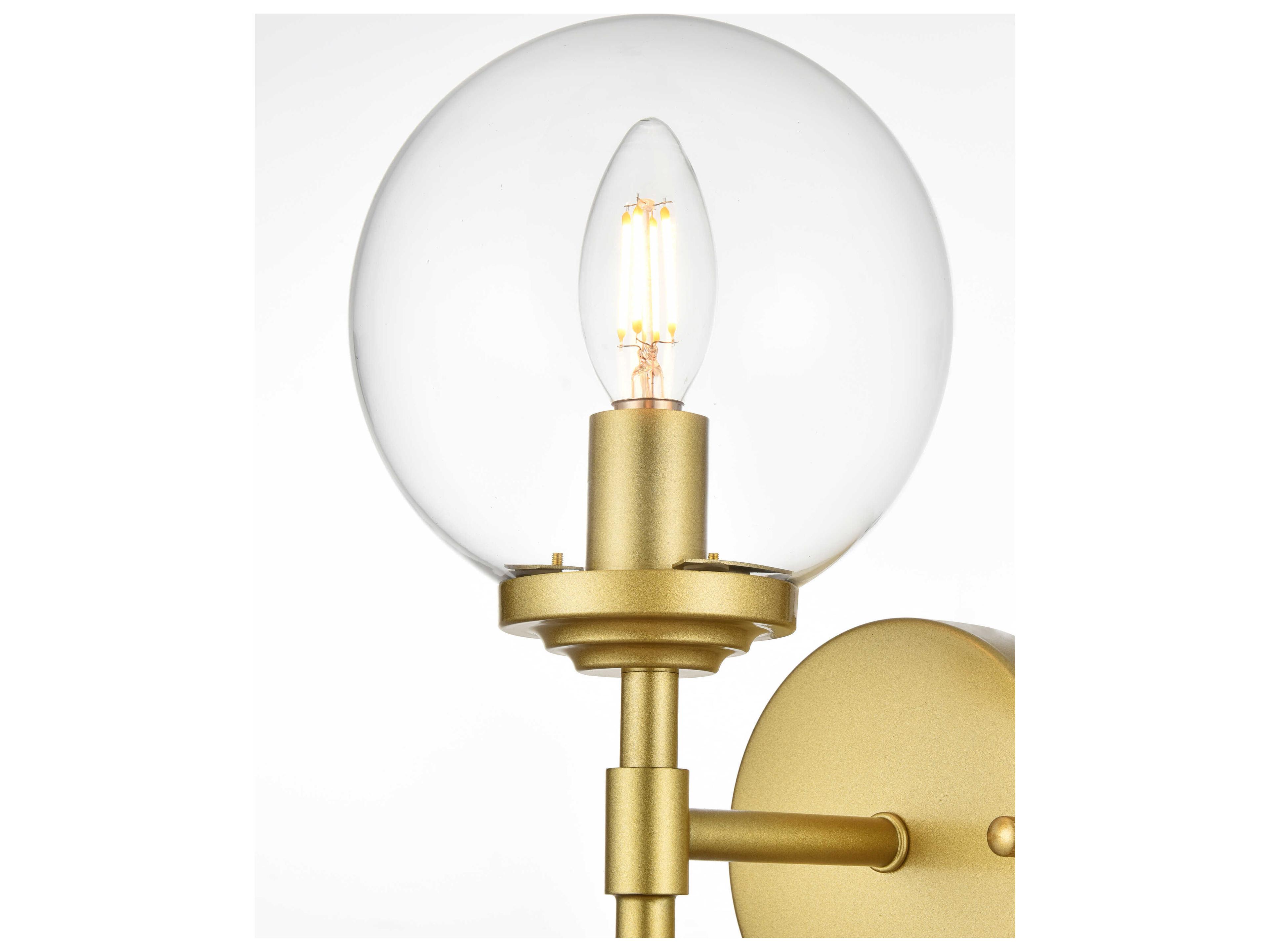 Elegant Lighting Ingrid 1-Light Brass Glass Wall Sconce