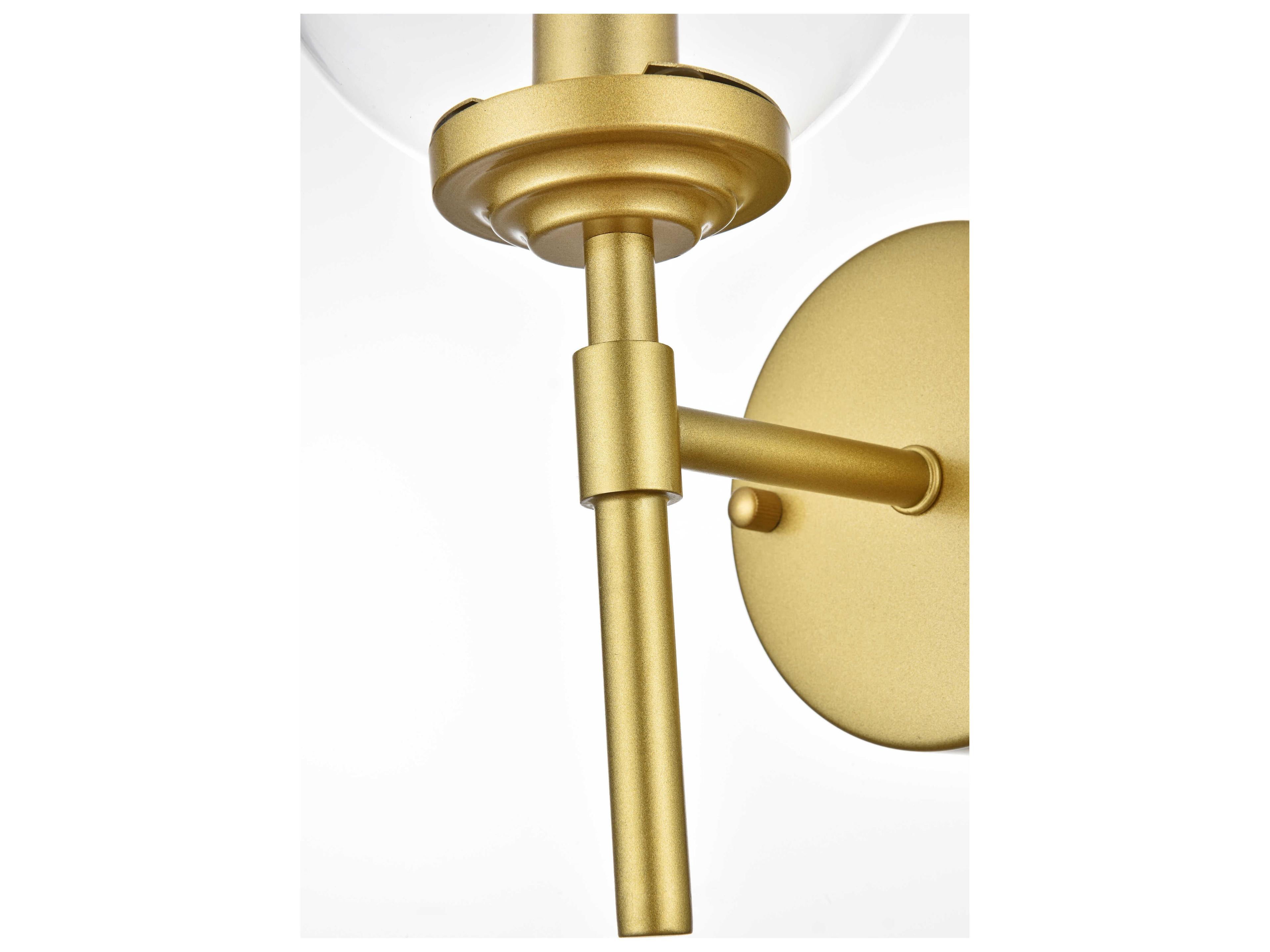 Elegant Lighting Ingrid 1-Light Brass Glass Wall Sconce