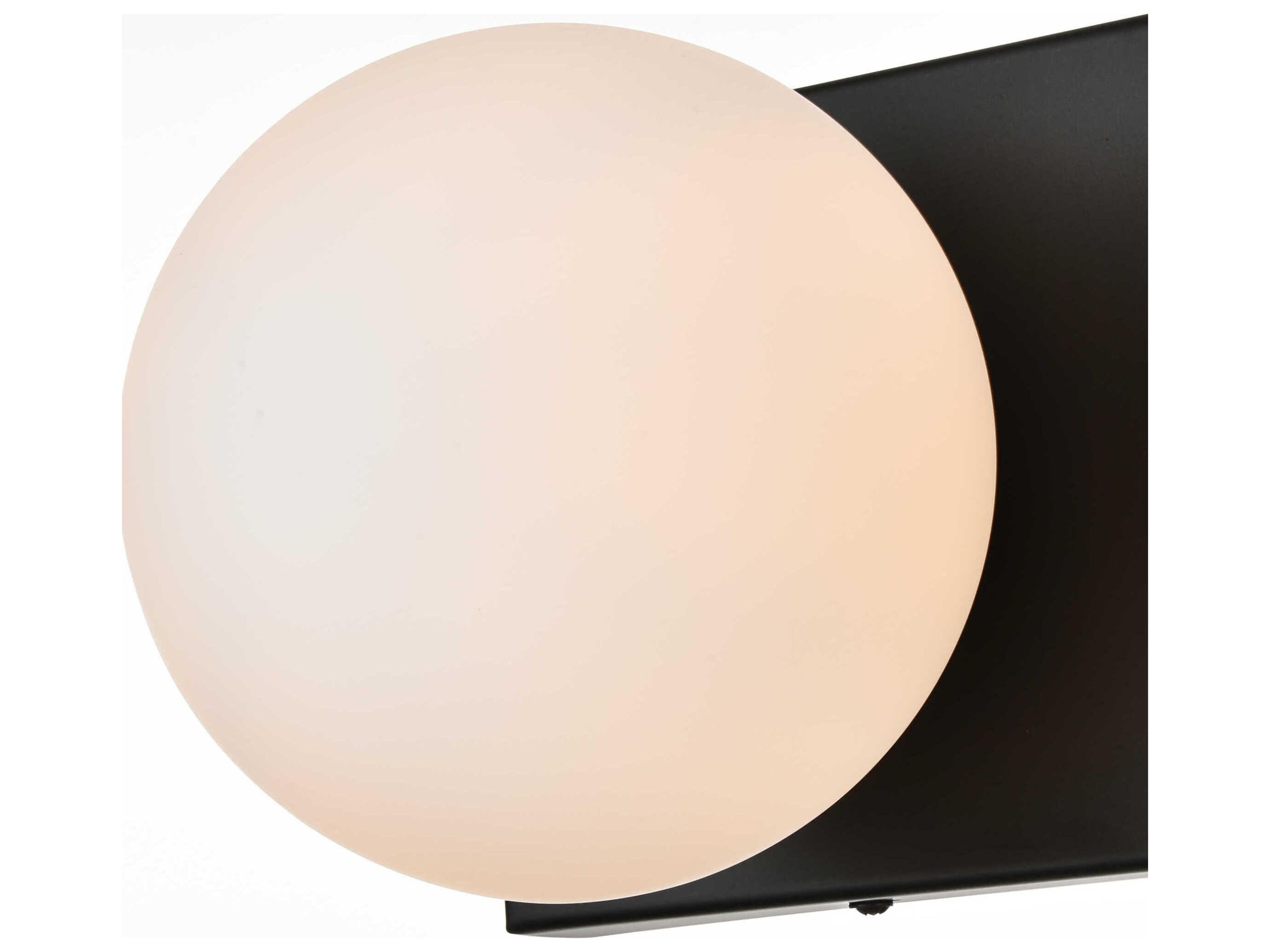 Elegant Lighting Jaylin 2-Light Black Glass Vanity Light