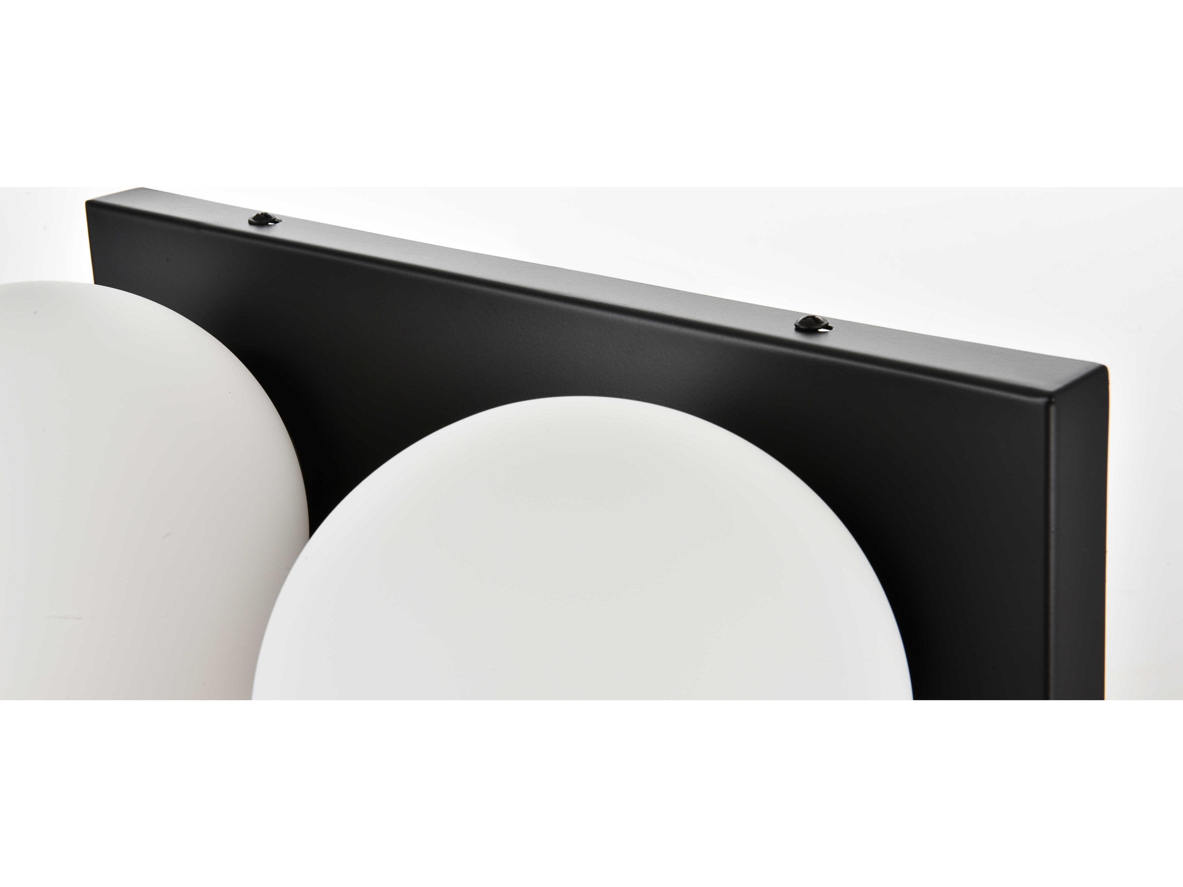 Elegant Lighting Jaylin 2-Light Black Glass Vanity Light