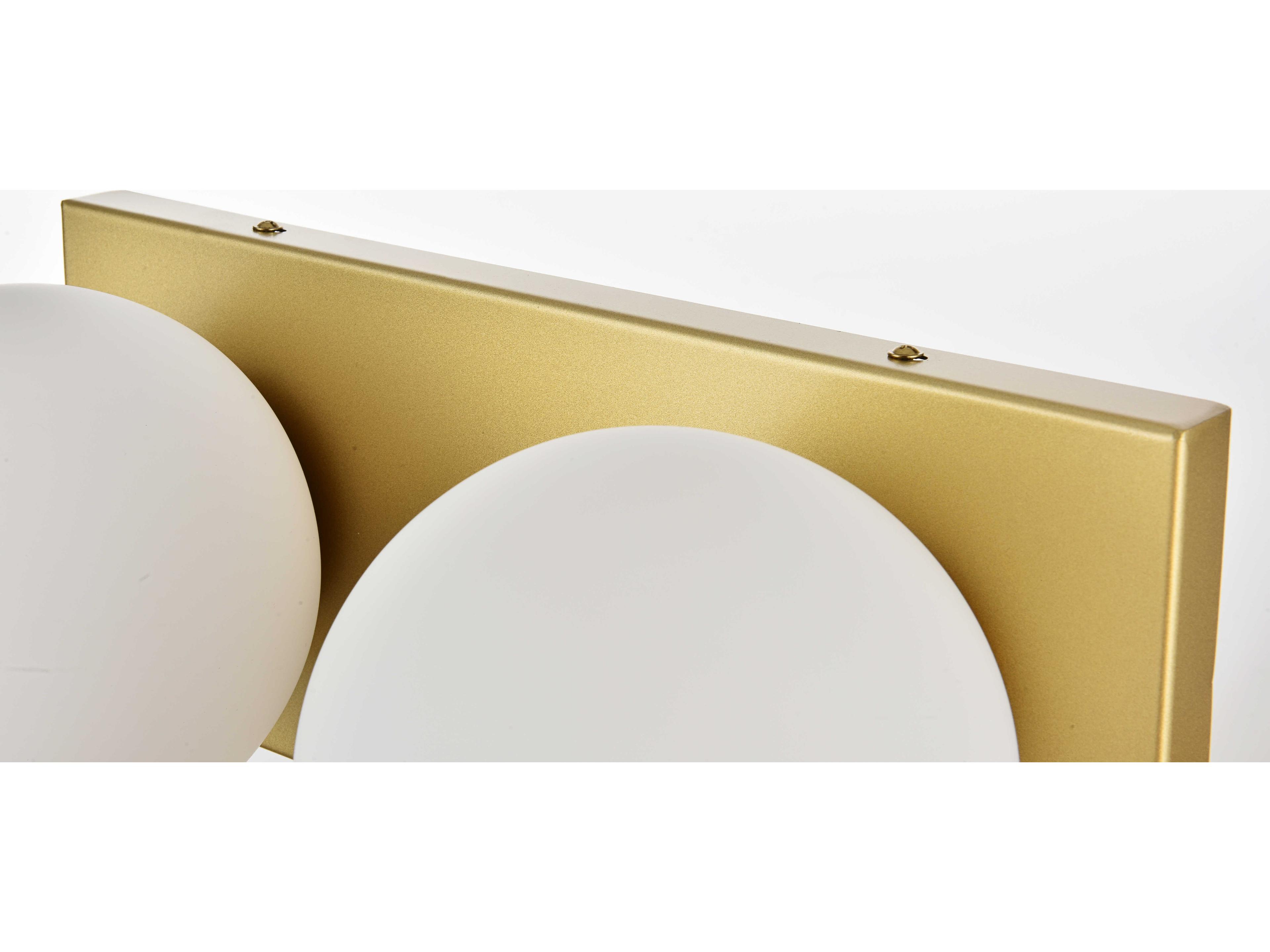 Elegant Lighting Jaylin 2-Light Brass Glass Vanity Light